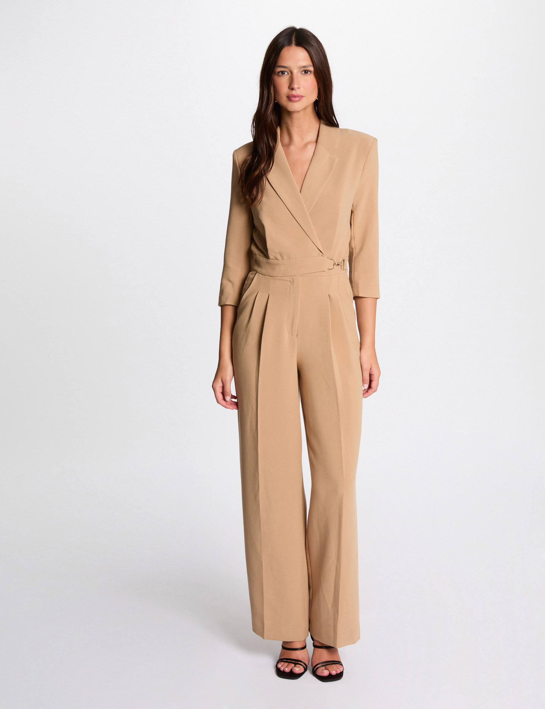 Jumpsuit wide leg camel women