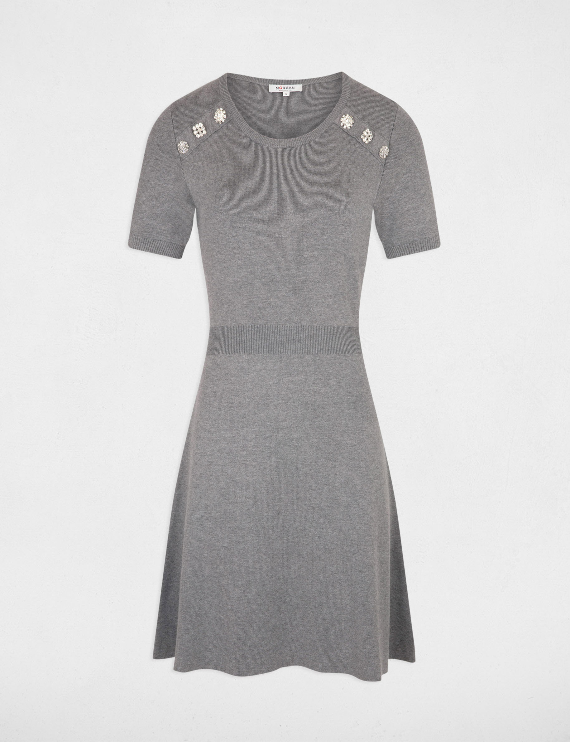 A-line mini knitted dress anthracite grey women