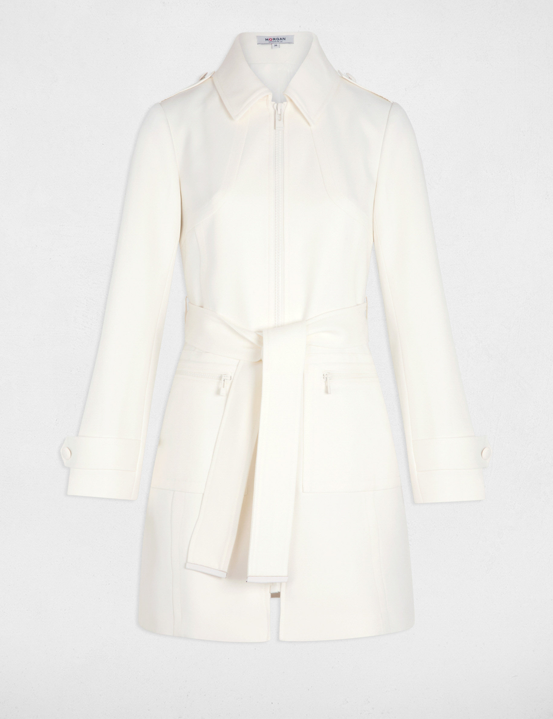 Zipped long coat white women