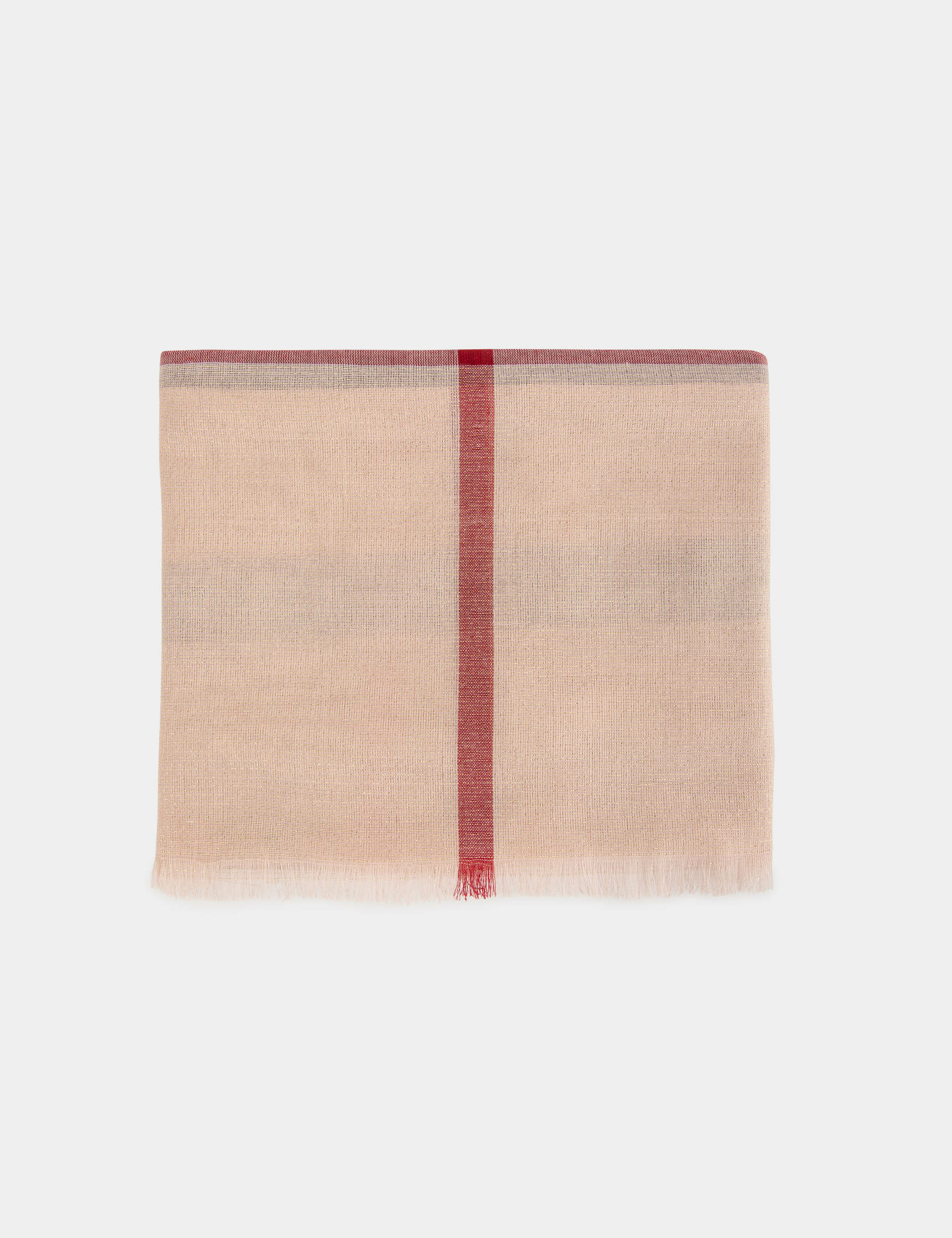 Foulard à fils métallisés et à carreaux rose pale femme