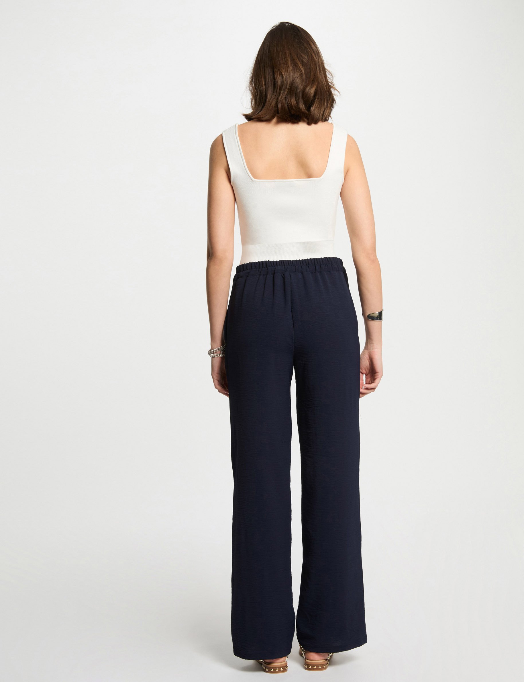 loose wide leg trousers navy blue women Loose wide leg trousers navy blue women