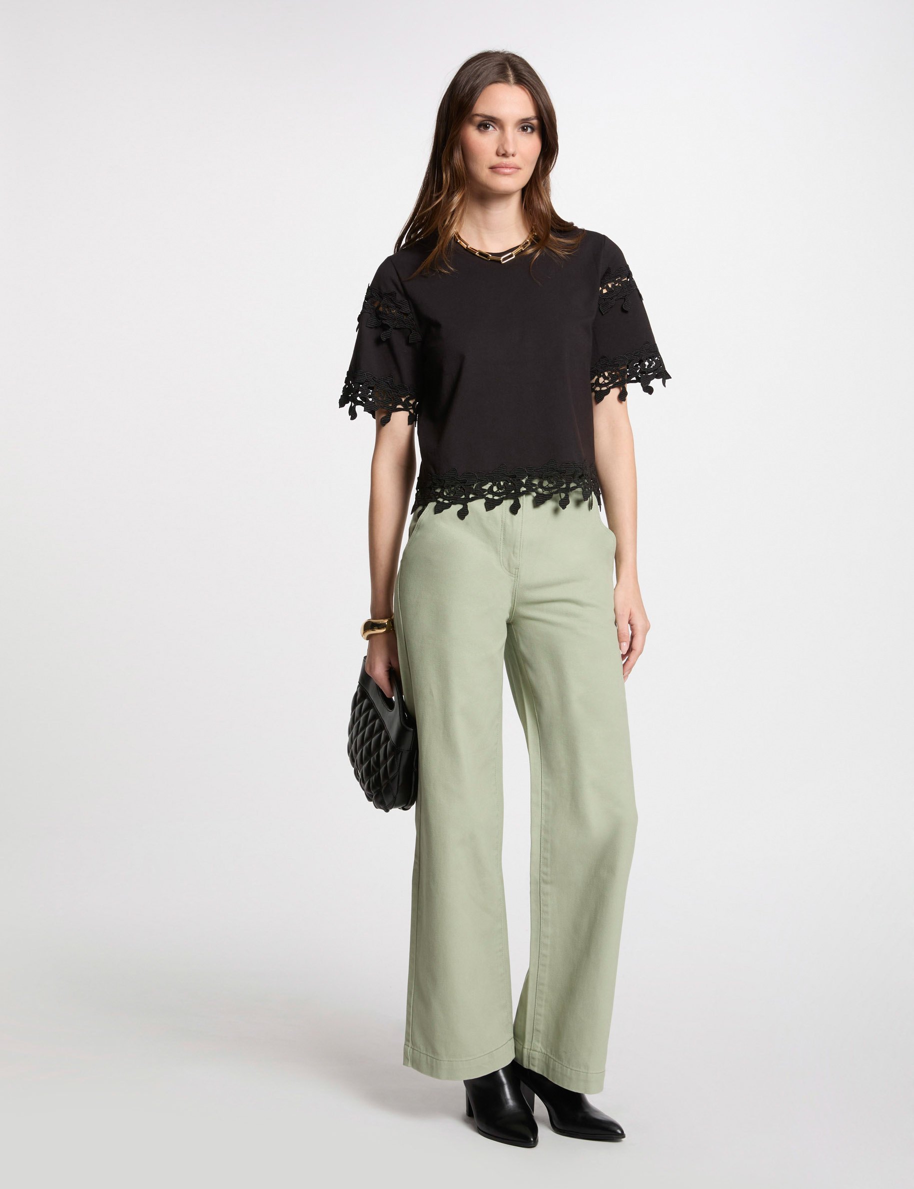 Wide leg jeans light green women