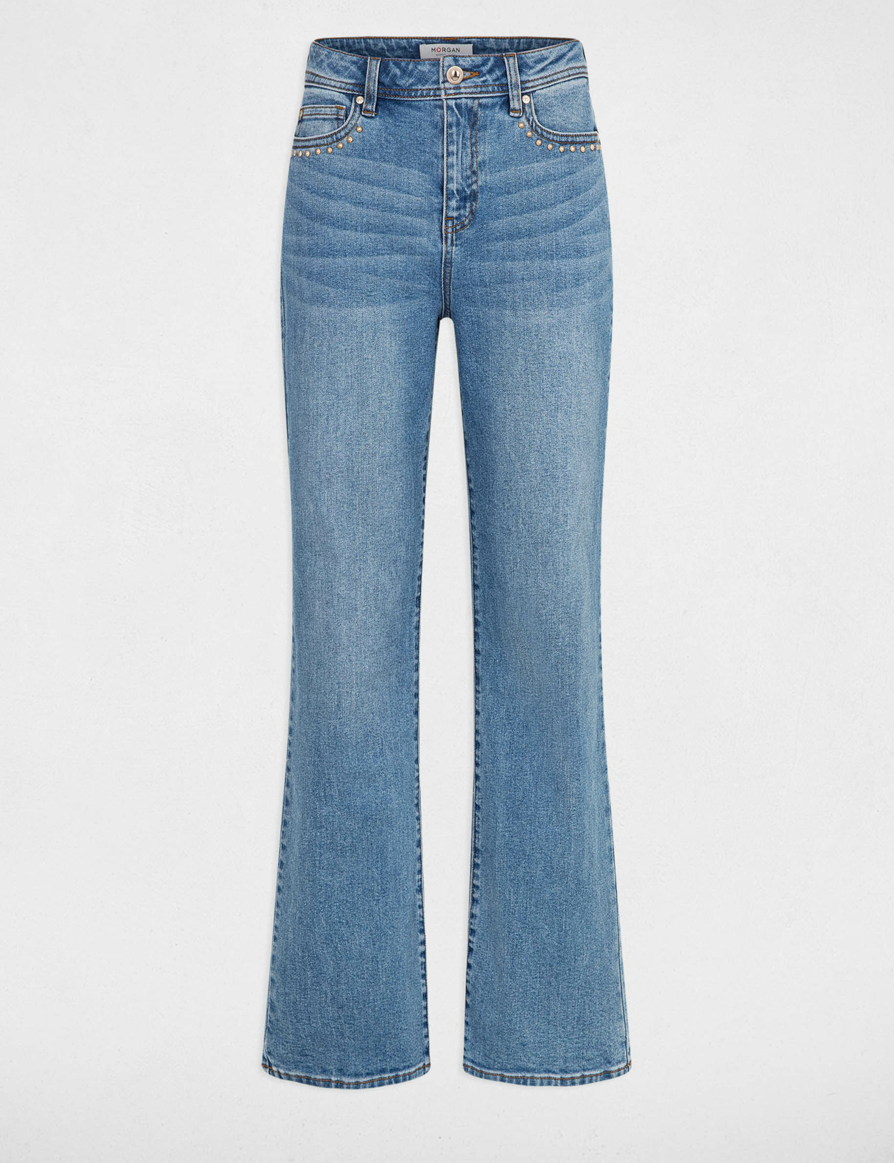 Straight jeans with studs stone denim women