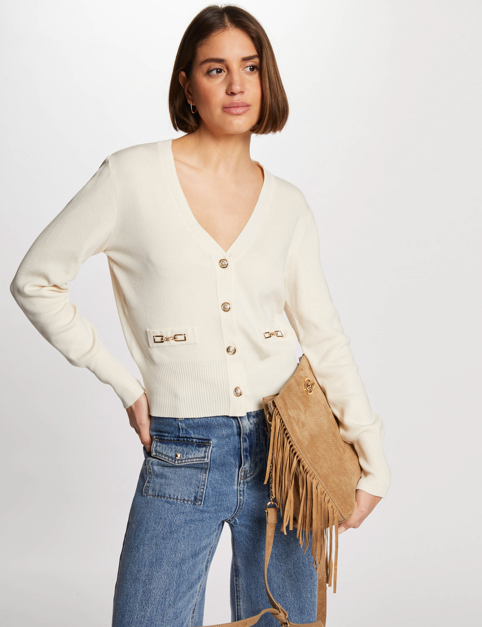 Long-sleeved cardigan ivory women