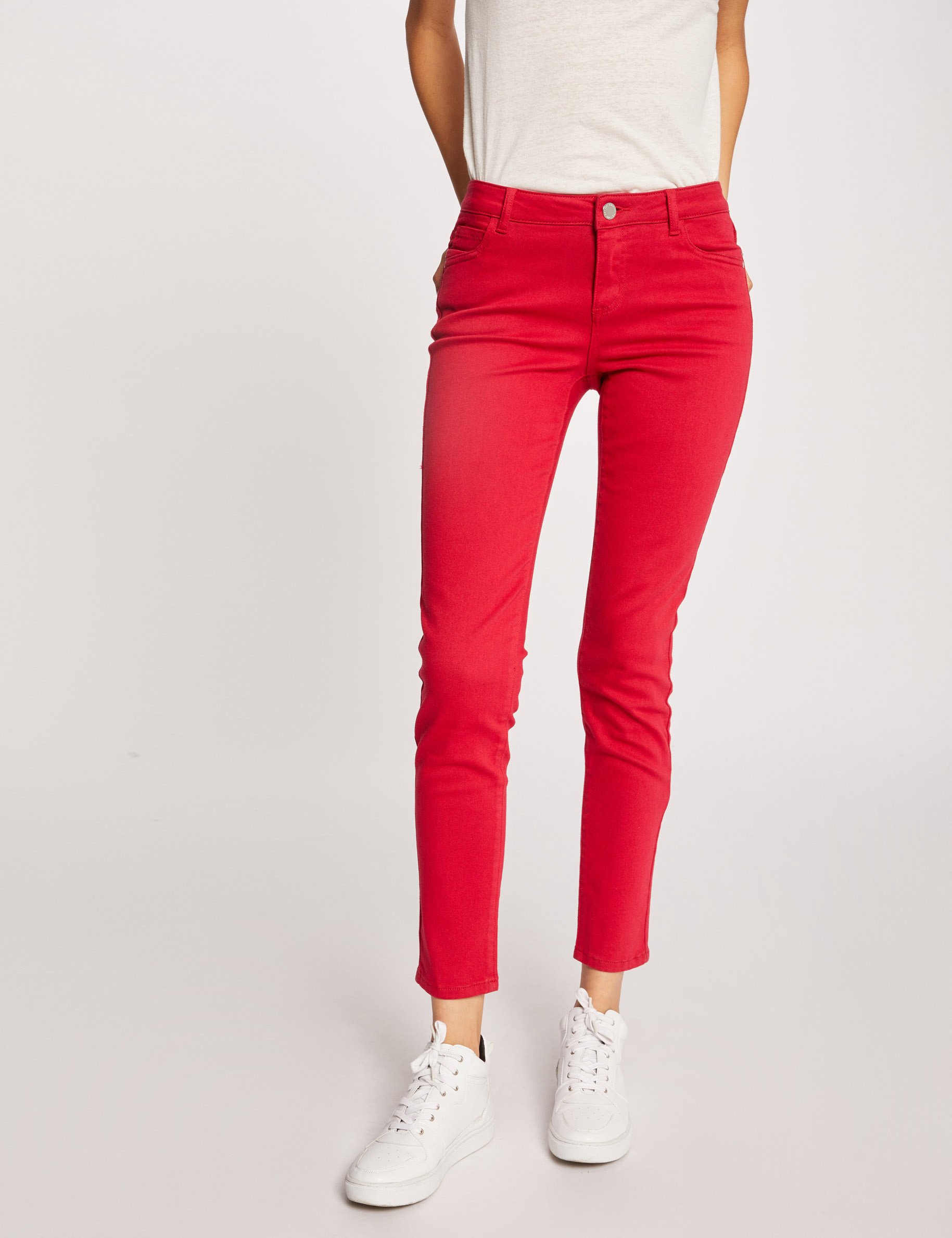 Low waist skinny trousers red women