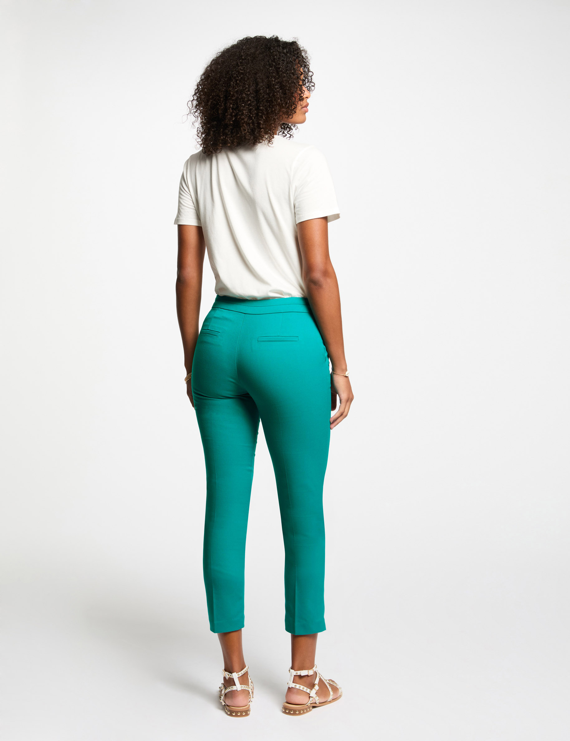 Cropped cigarette trousers turquoise blue women