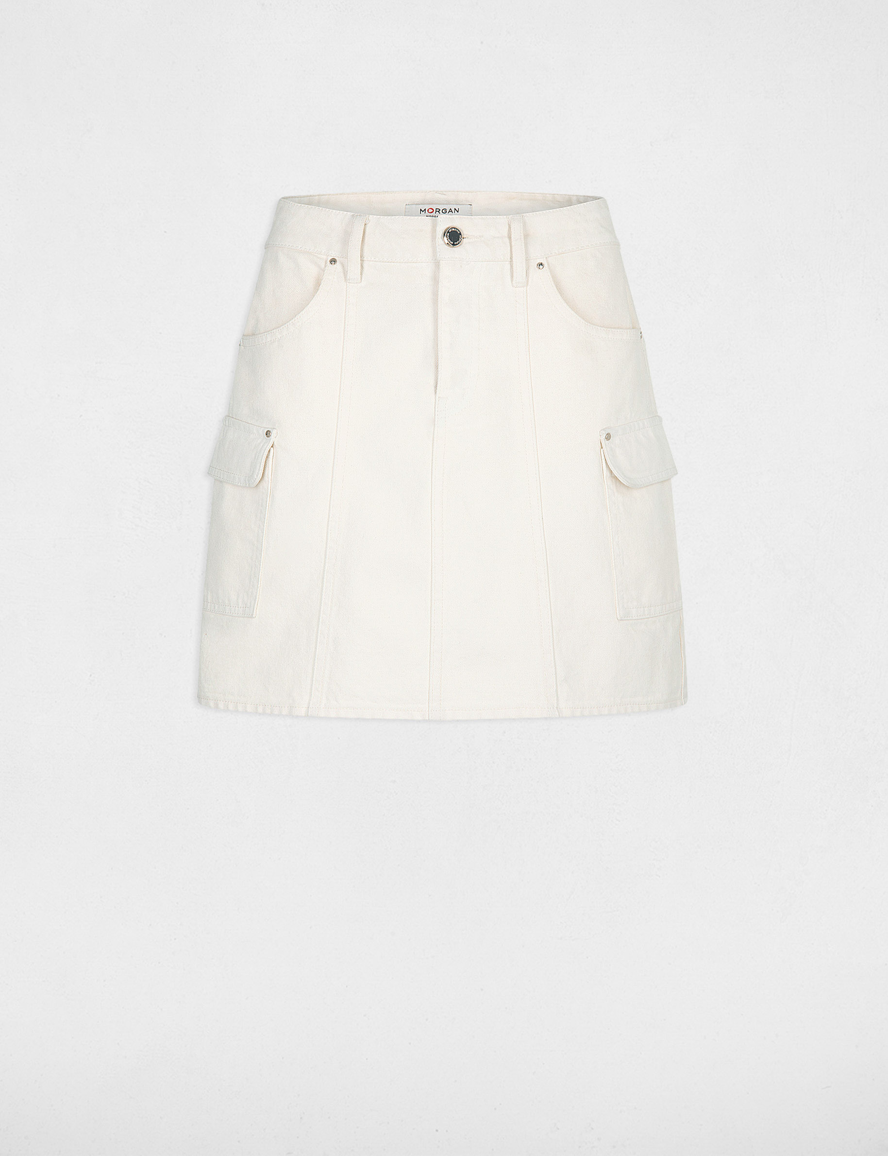 Straight mini skirt pockets medium ecru ladies'