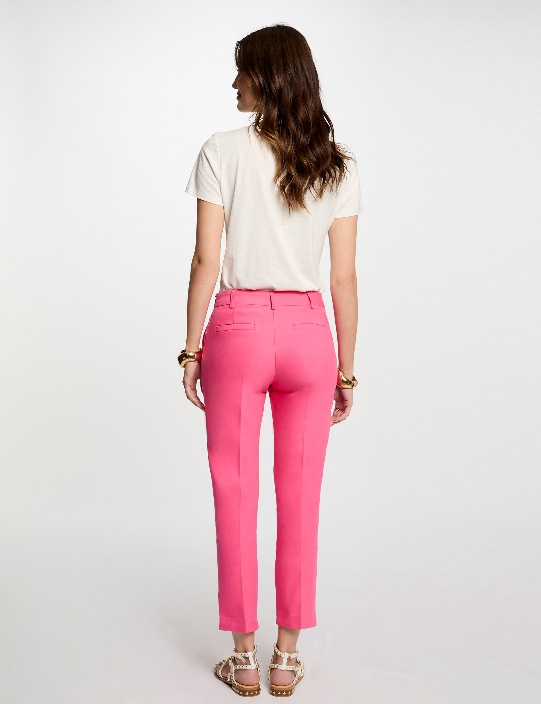 Cropped cigarette trousers pink women