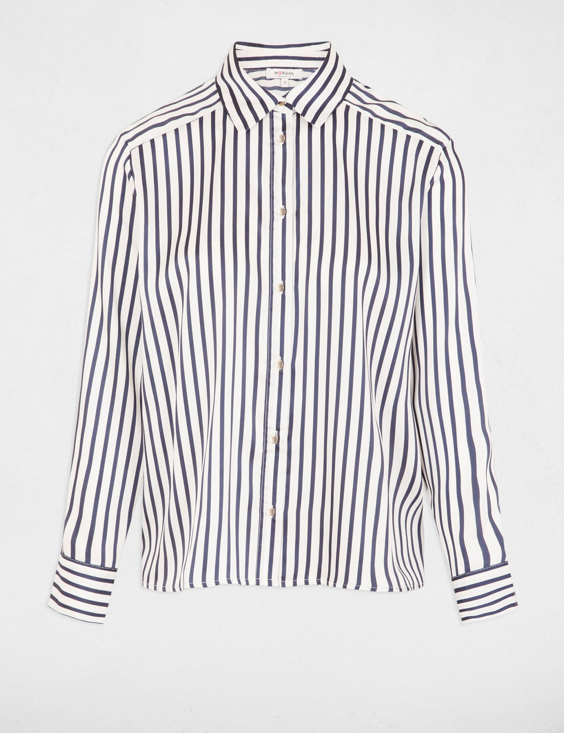 Striped long-sleeved shirt navy blue women