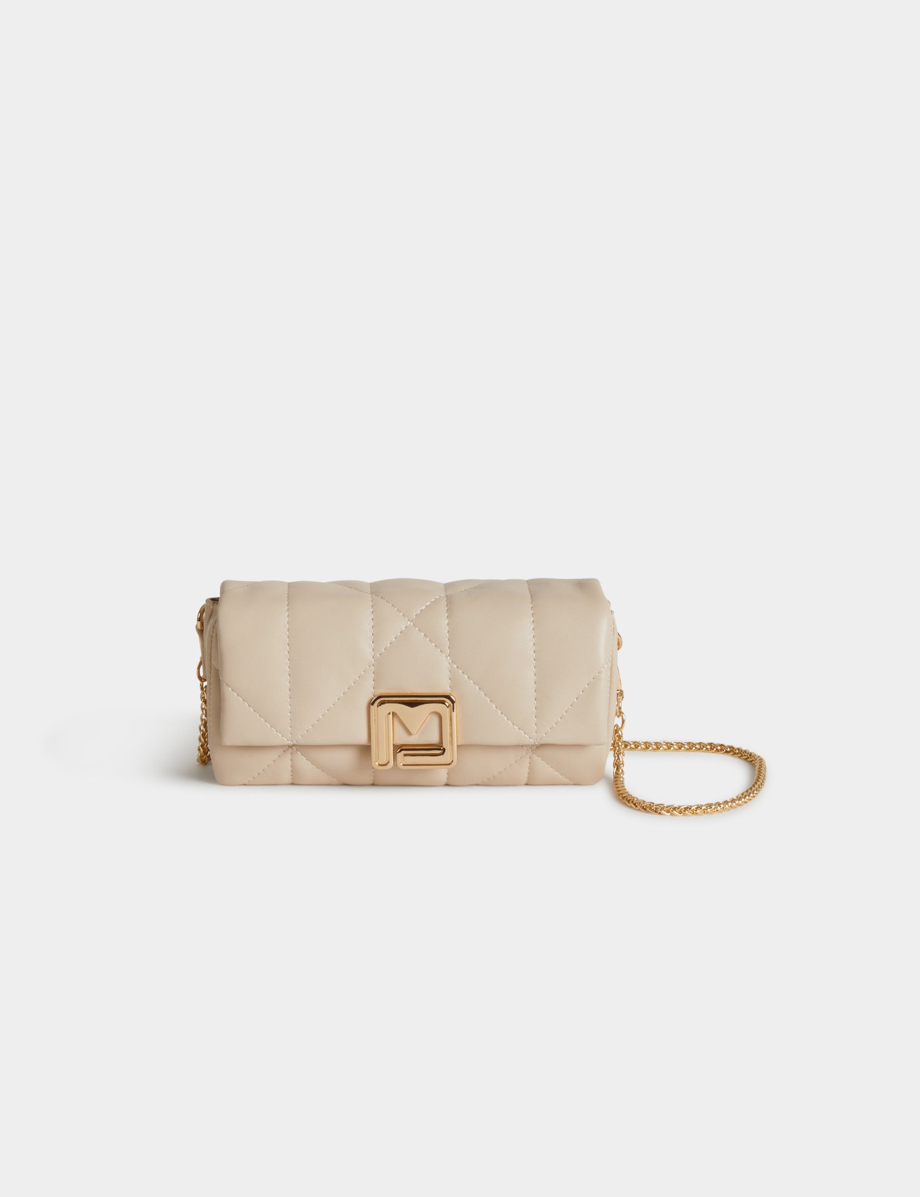 Sac pochette matelassé ivoire femme