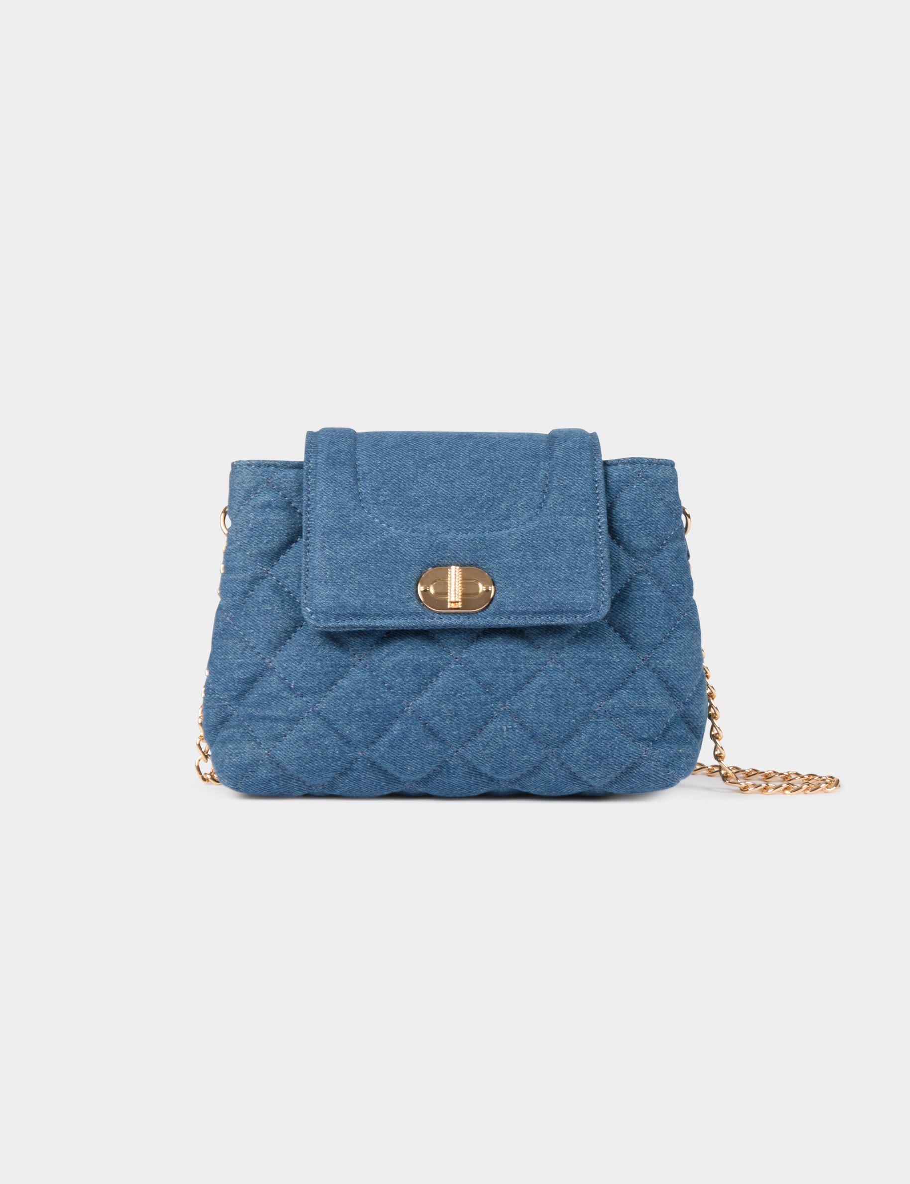 Quilted denim clutch bag stone wash denim women