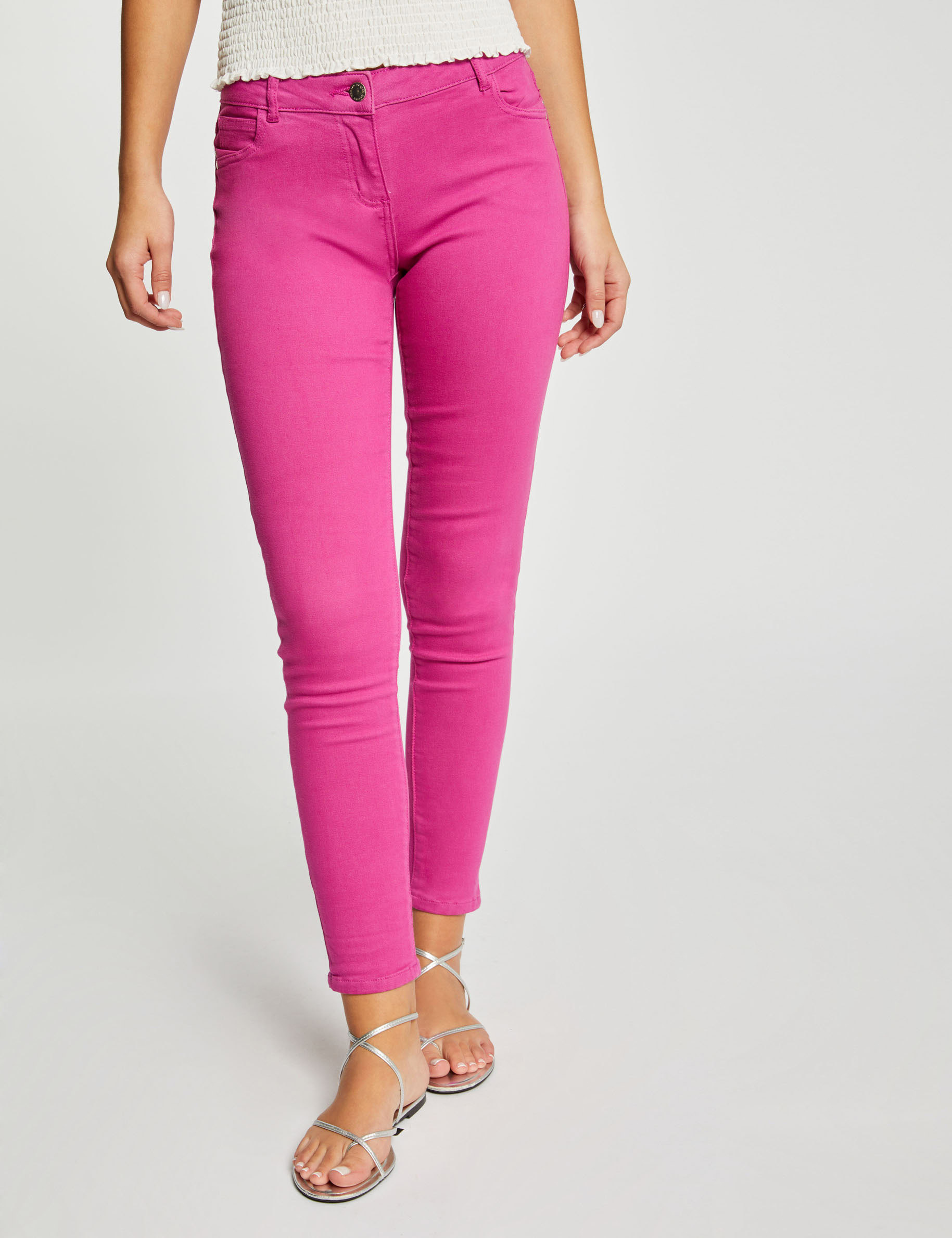 Low-waisted skinny jeans dark pink ladies'