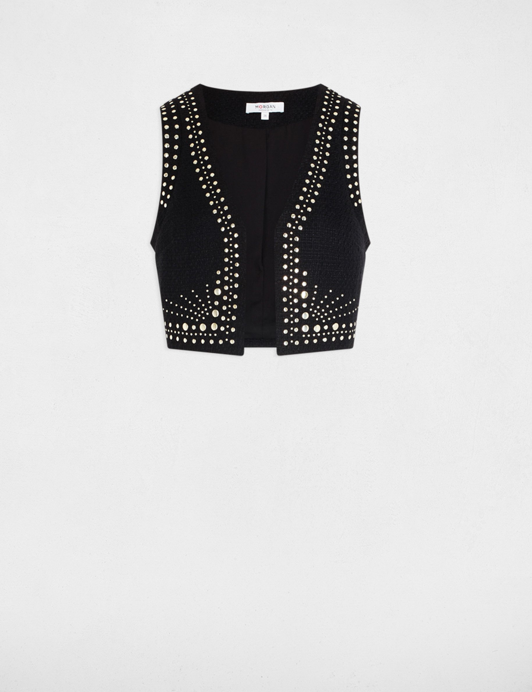 Sleeveless cardigan with studs black women