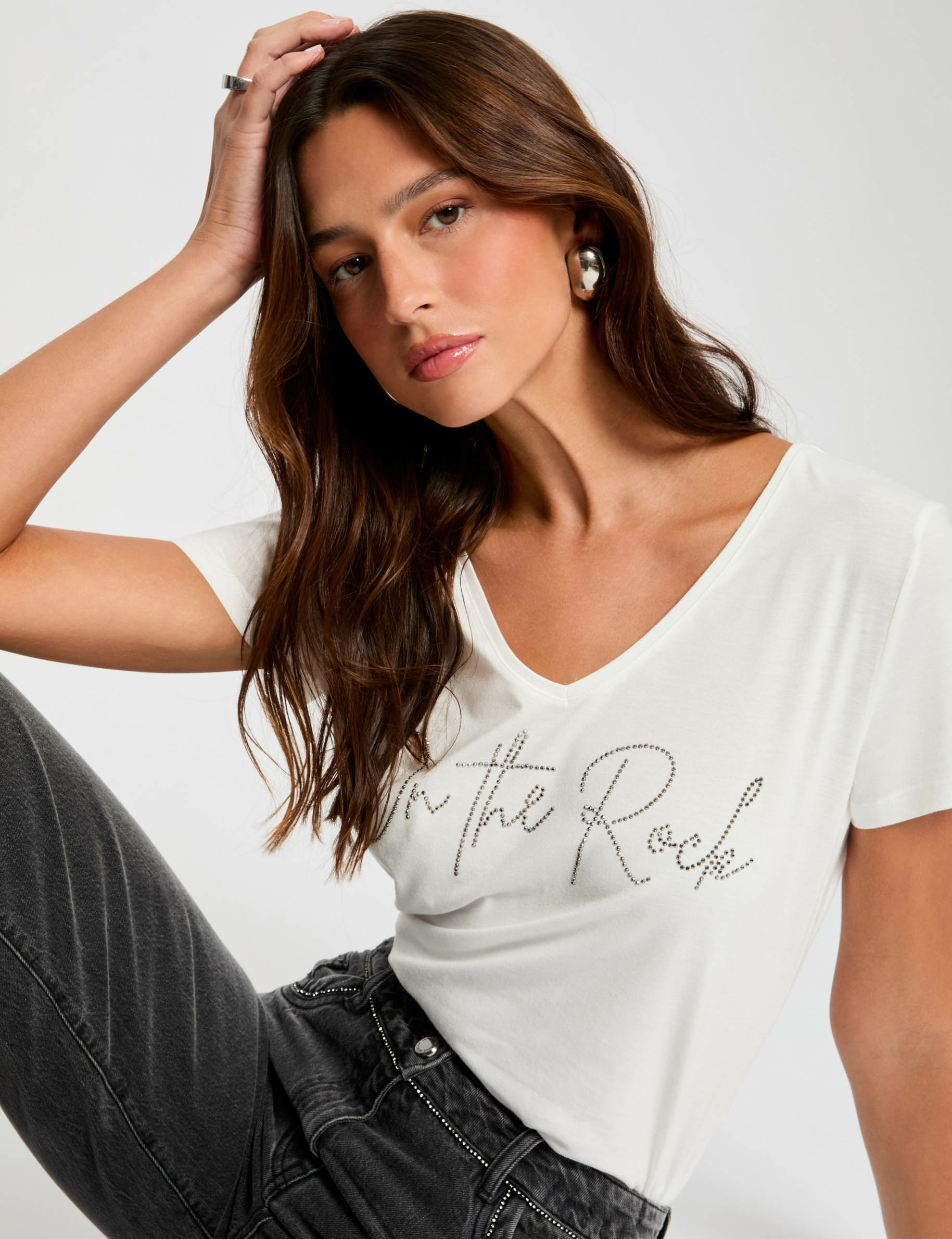 T-shirt with message ecru women