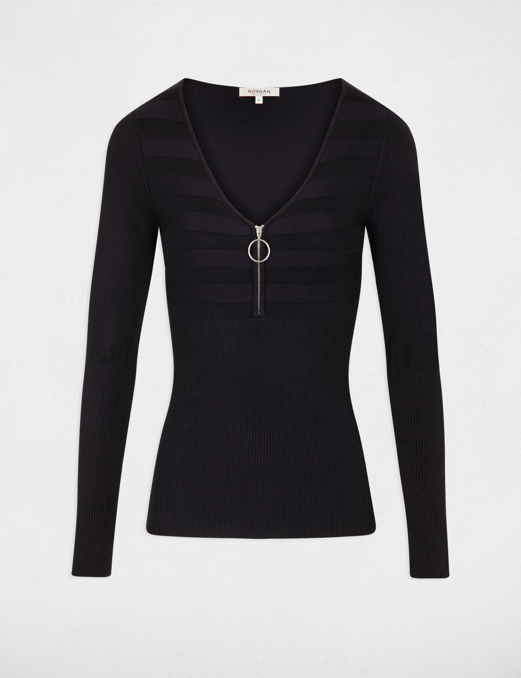 Long-sleeved jumper with zipped detail navy ladies'