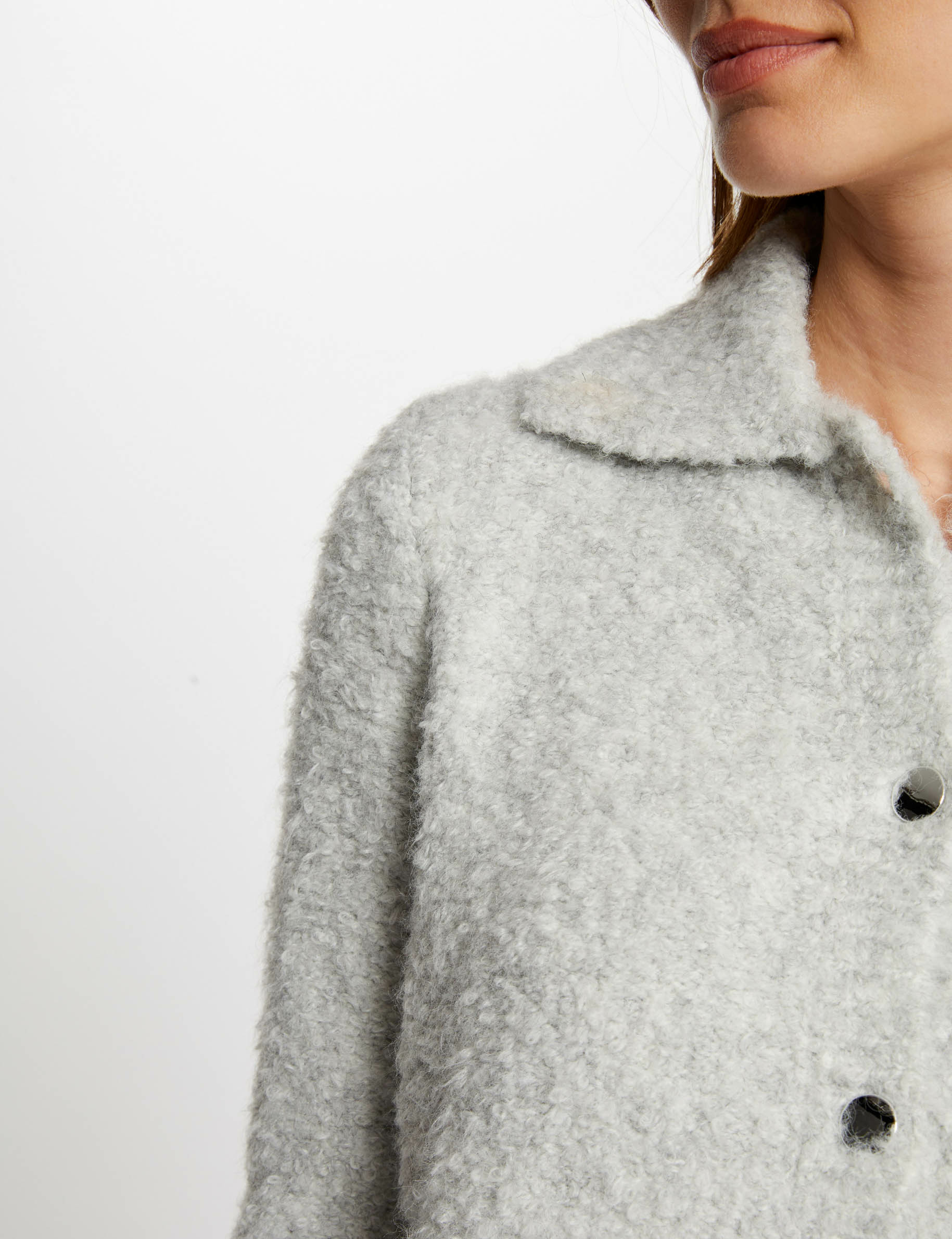 Long-sleeved cardigan light grey women