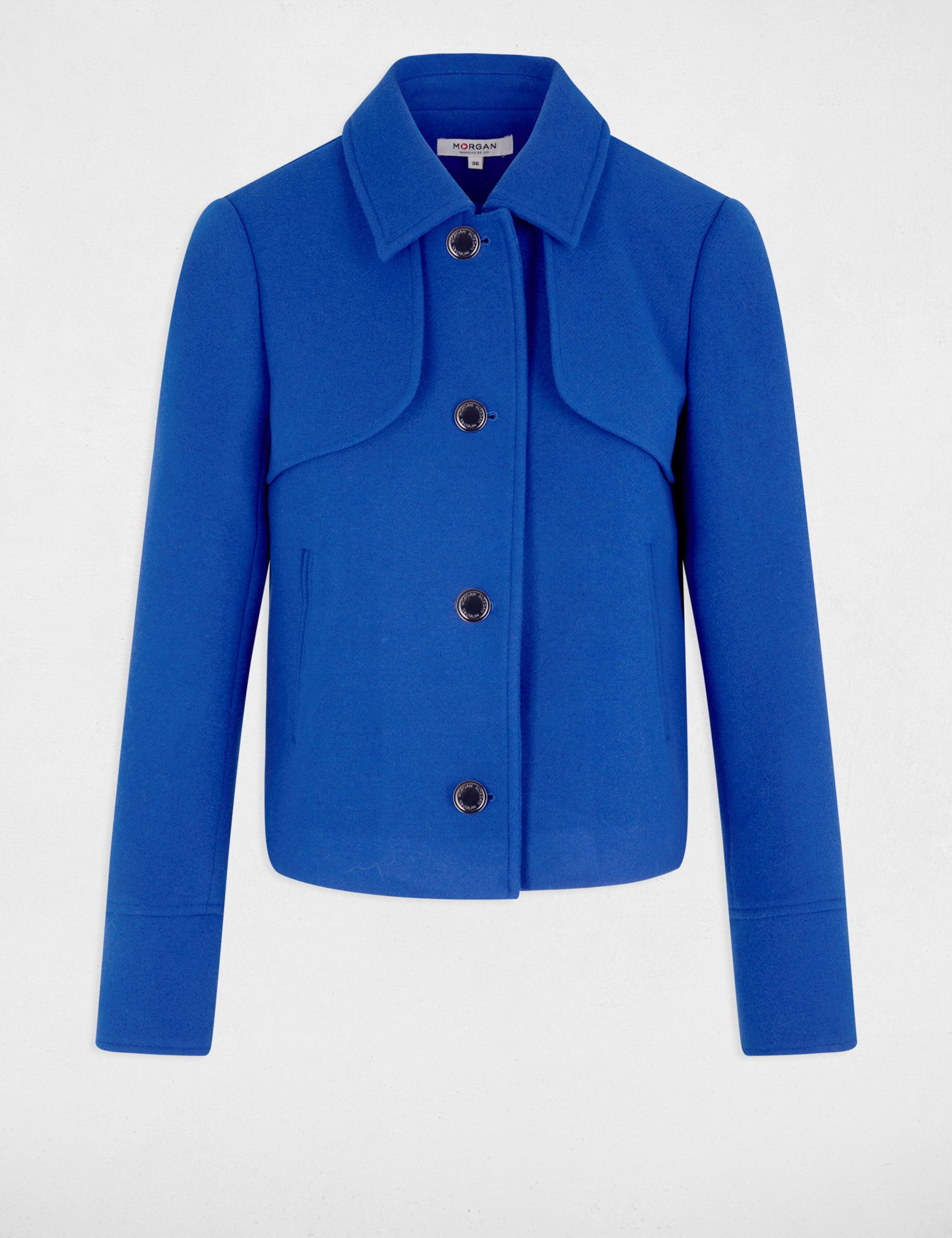 Short buttoned coat blue women