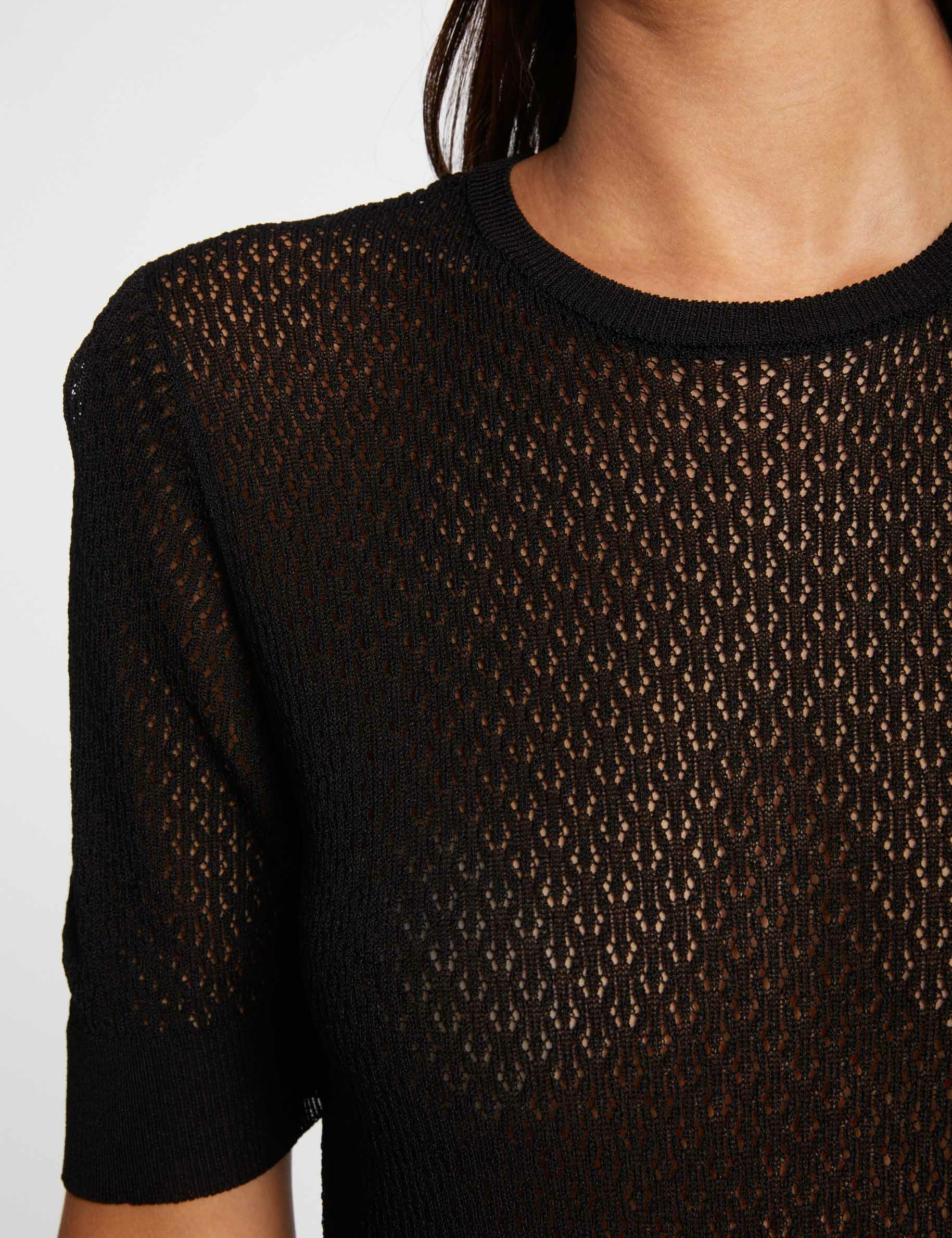 Short-sleeved openwork jumper black women