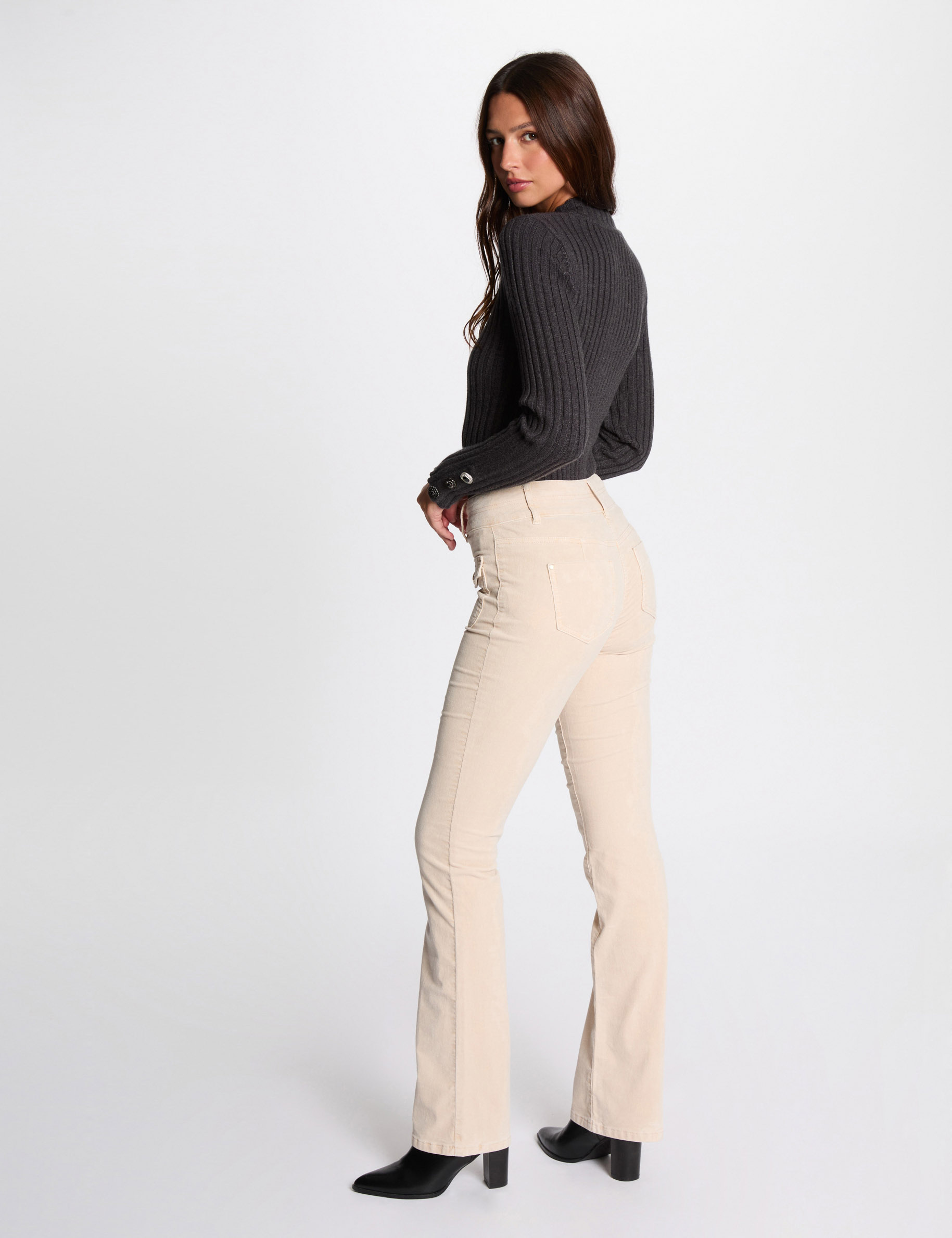 Velvet fitted trousers ivory women