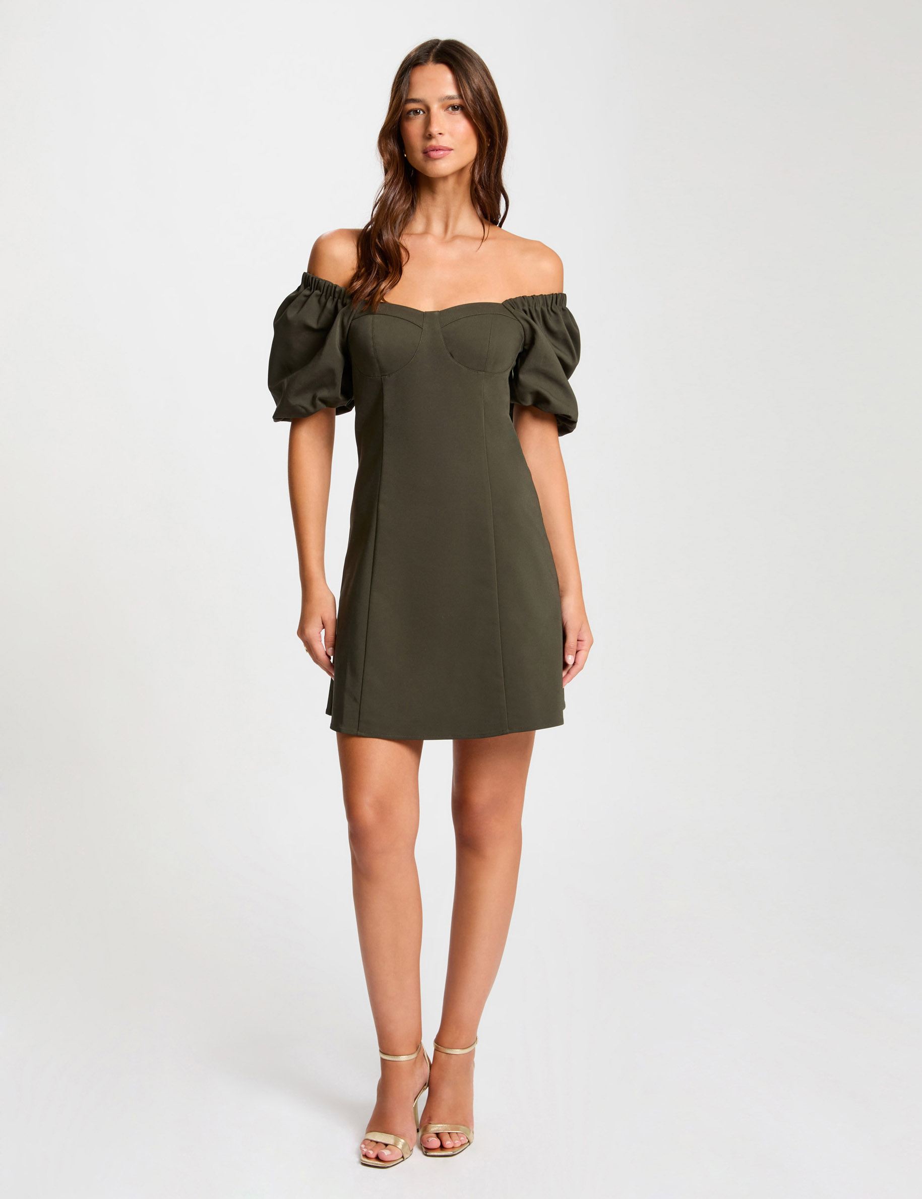 Fitted olive green dress best sale