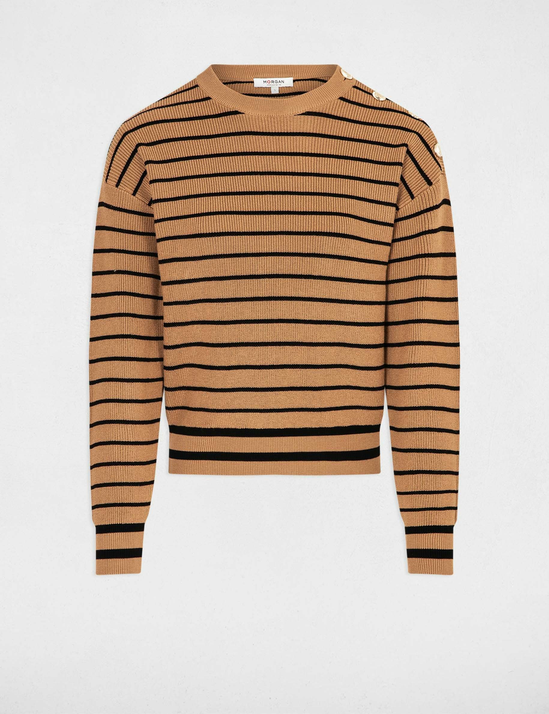 Long-sleeved striped jumper camel women