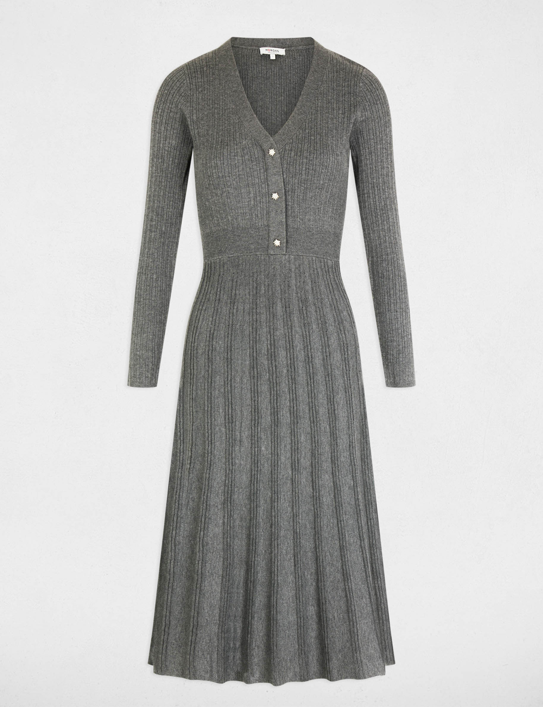 Fitted midi knitted dress anthracite grey women