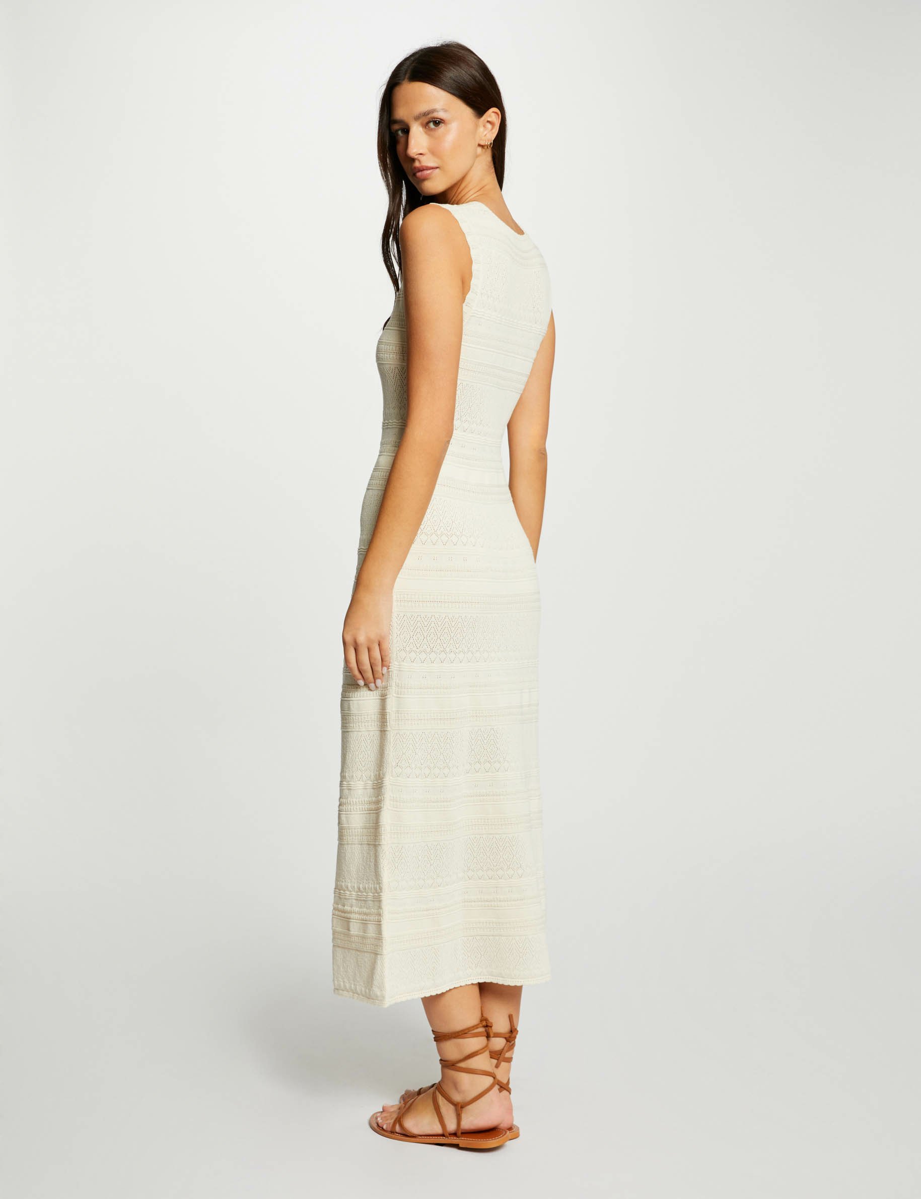 Fitted maxi knitted dress ivory women