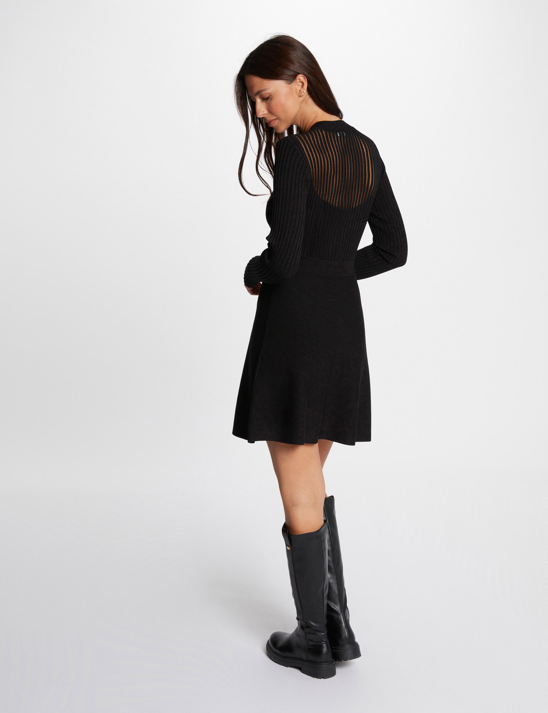 A-line mini knitted dress black women