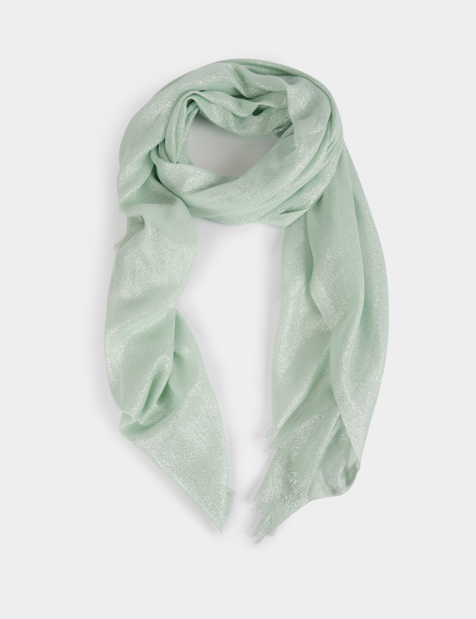 Scarf metallised threads light green women