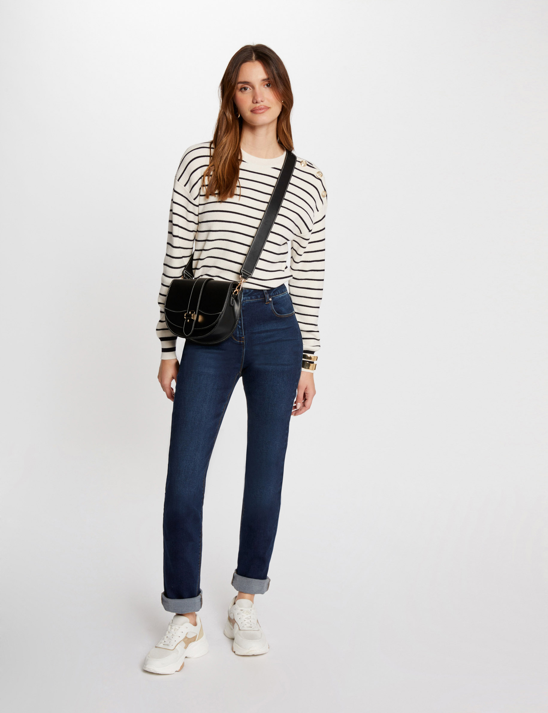 Long-sleeved striped jumper ivory women