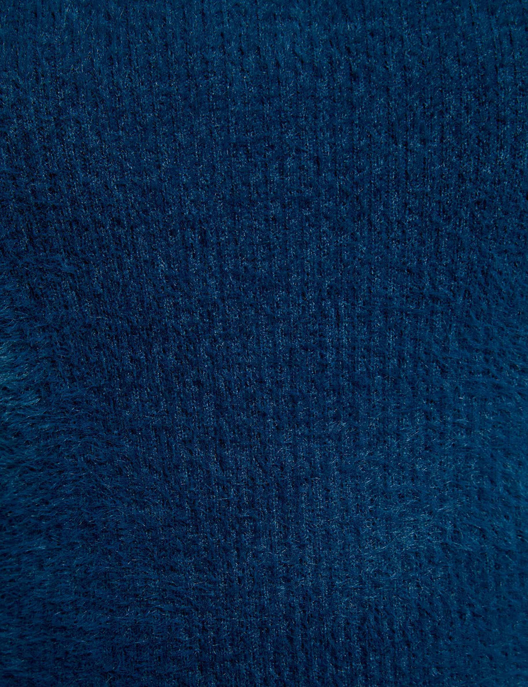 long sleeve fuzzy knit sweater petroleum blue women null