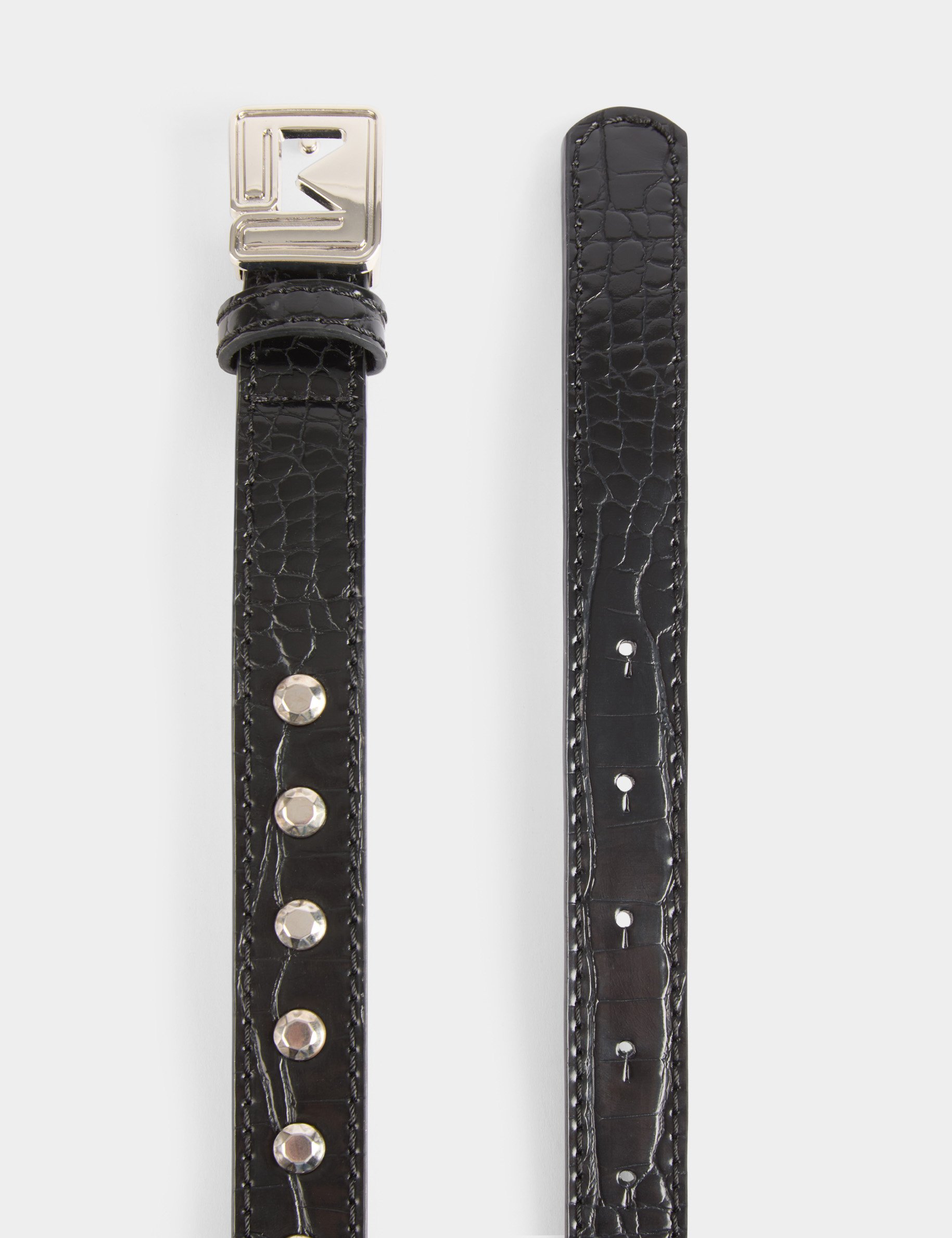 Belt croc effect and studs black women