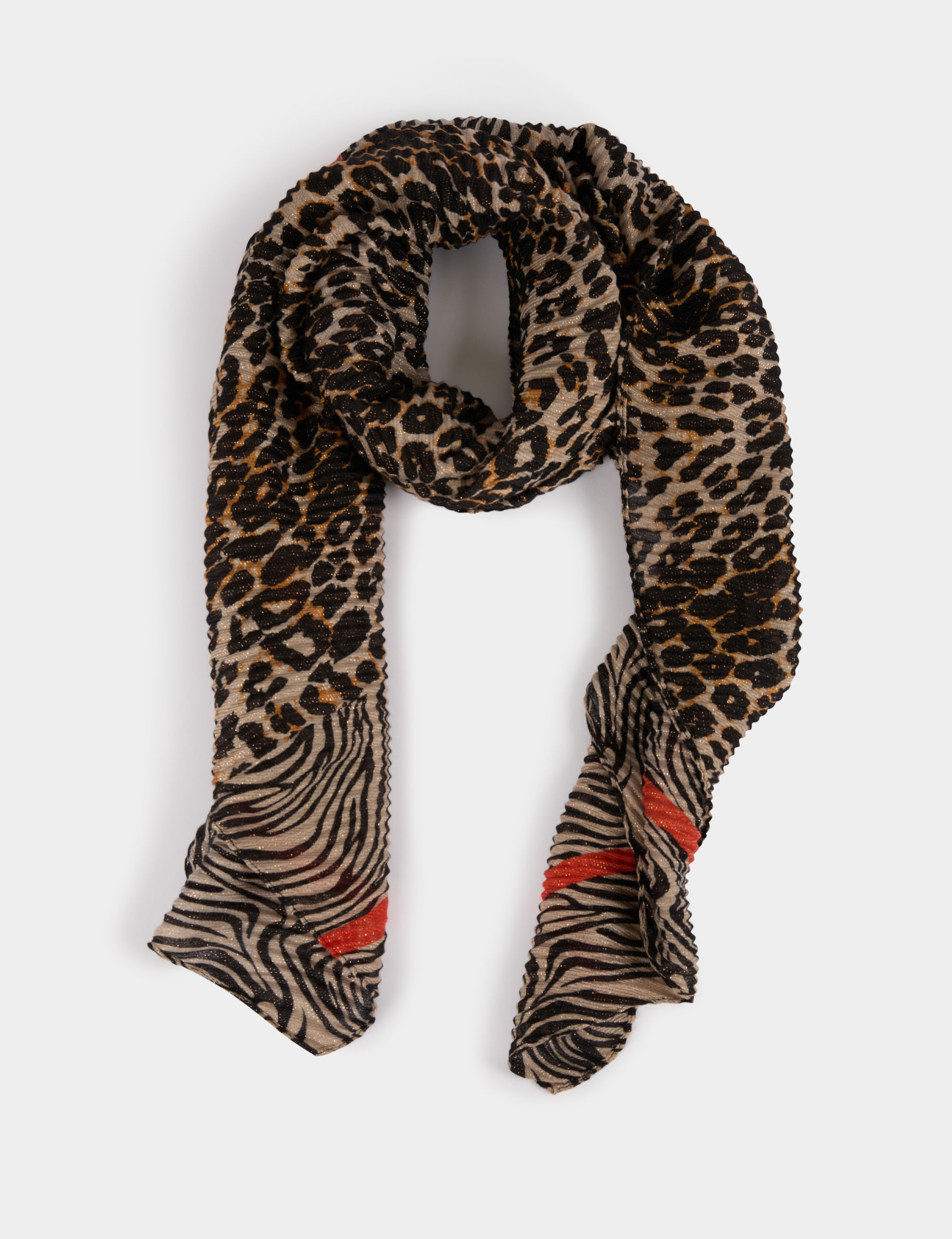 Pleated printed scarf multicolor women