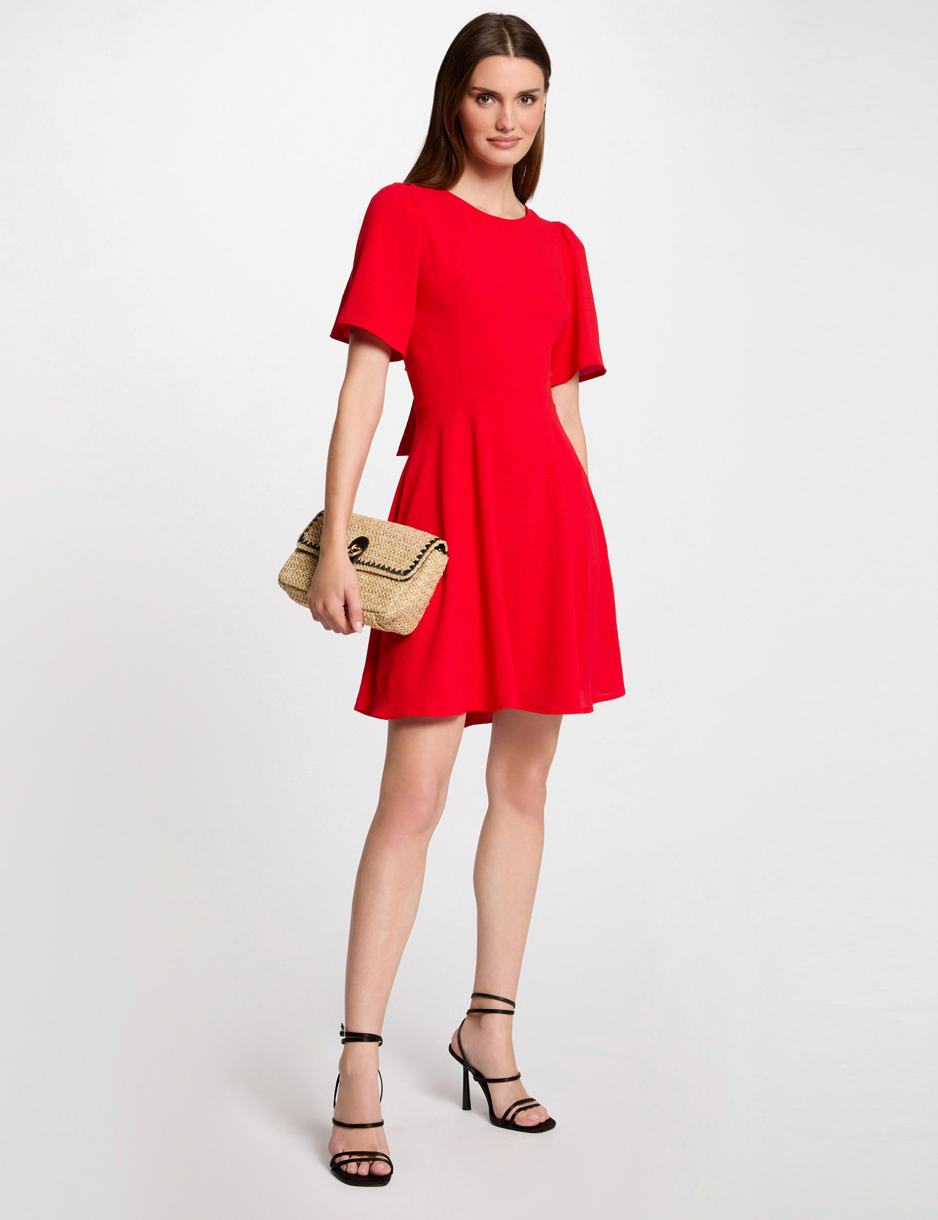 Mini skater dress with bow red women