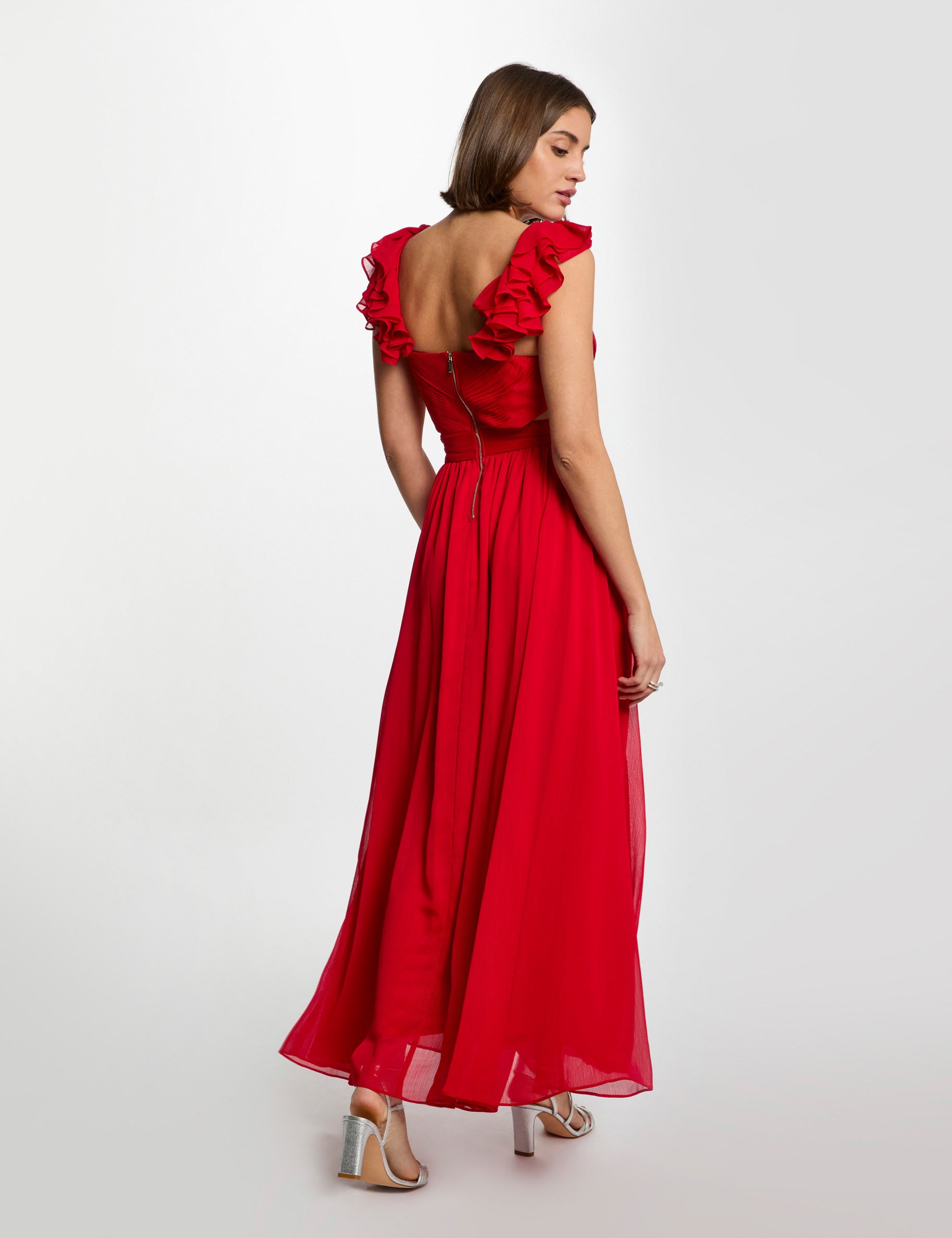 Maxi loose straight dress red women