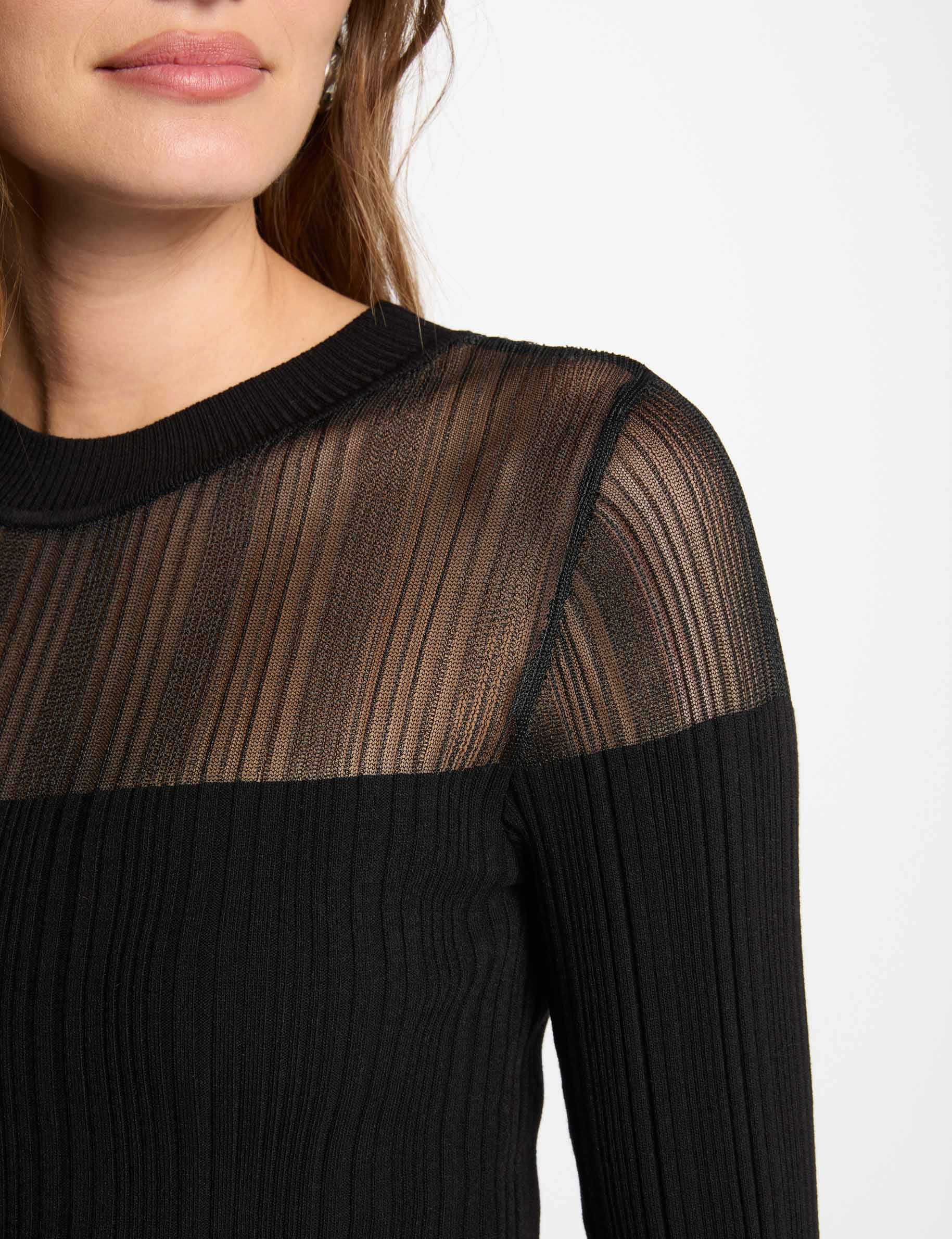 Long-sleeved ribbed jumper black women