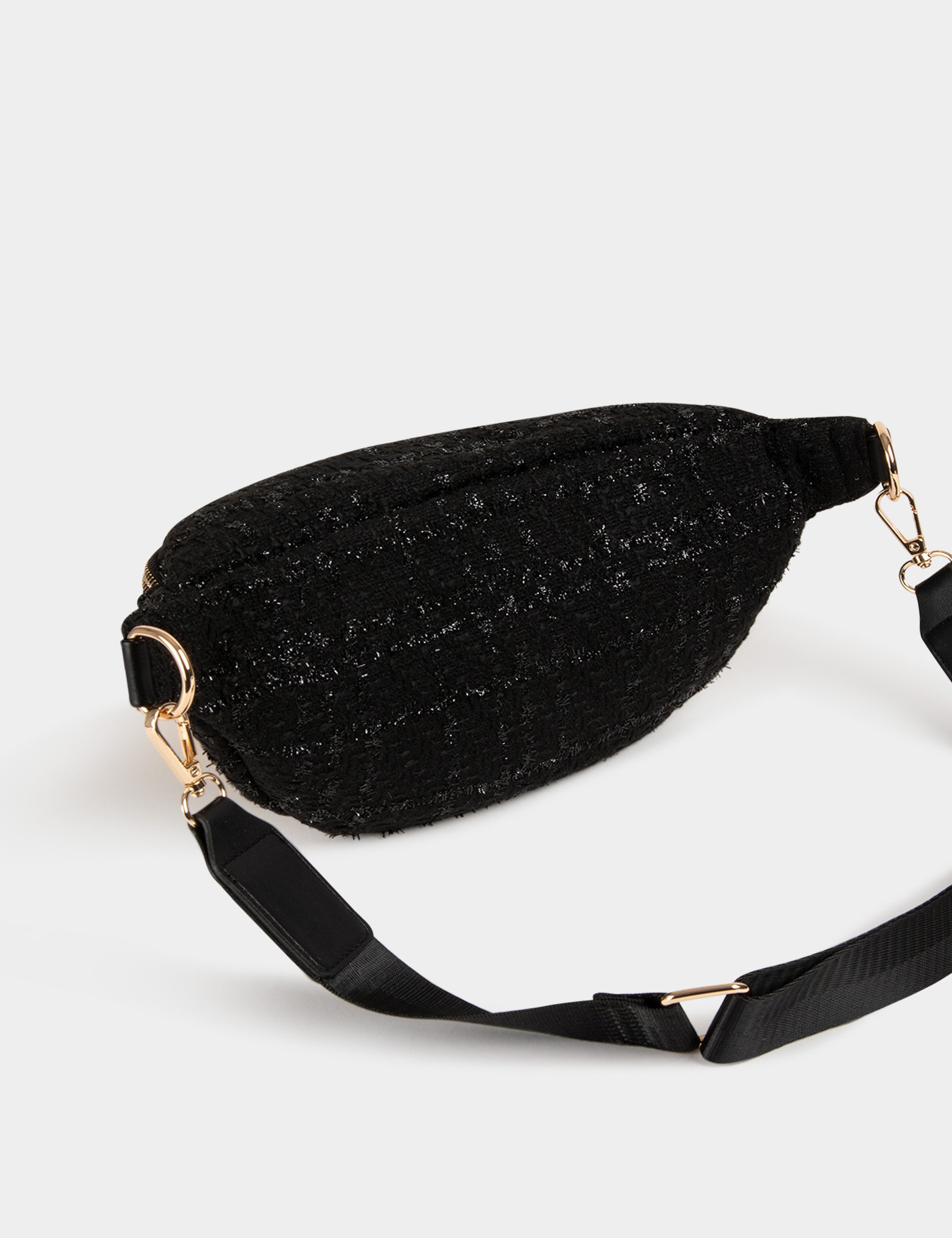 Tweed sling bag black women