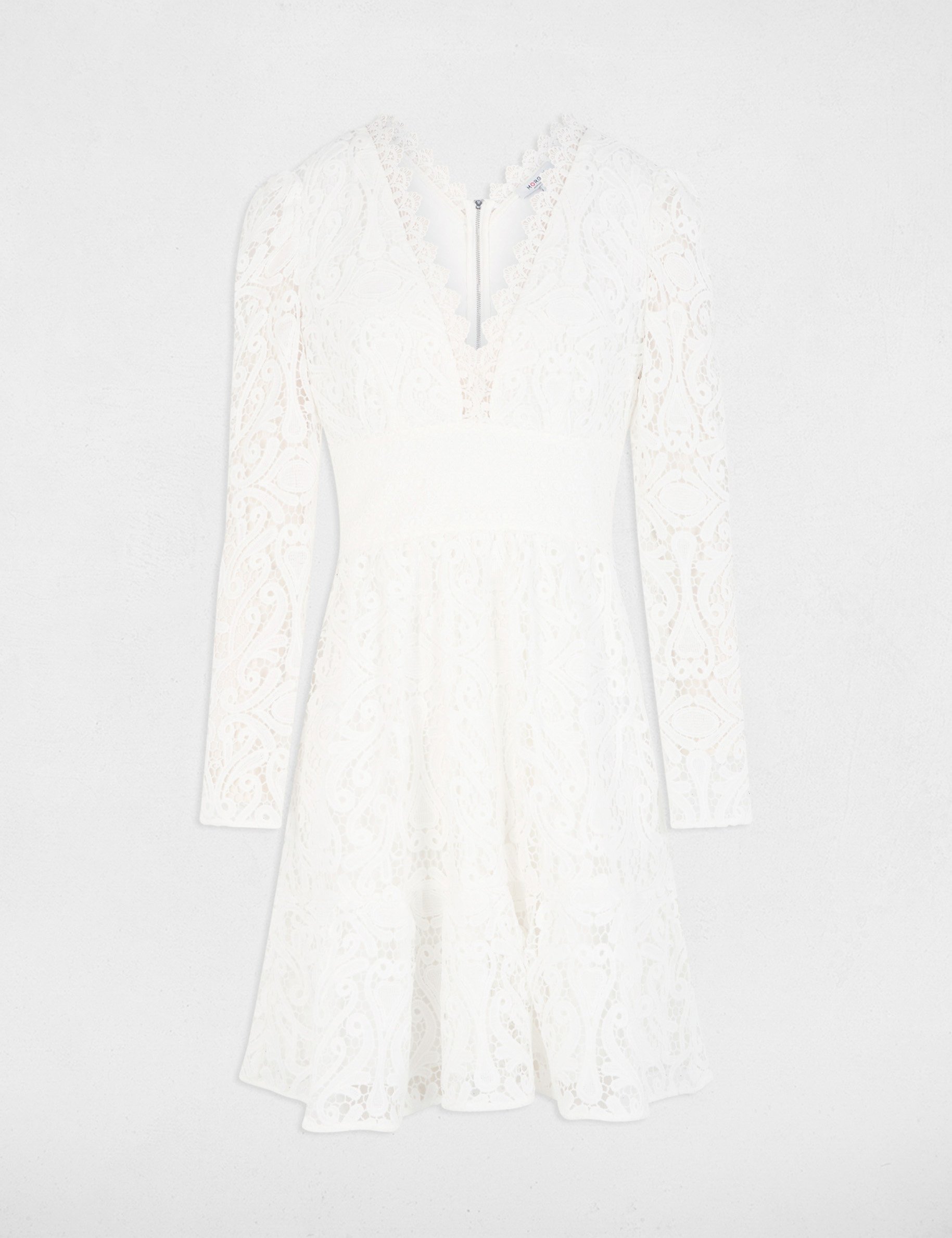 a line mini lace dress white women A-line mini lace dress white women