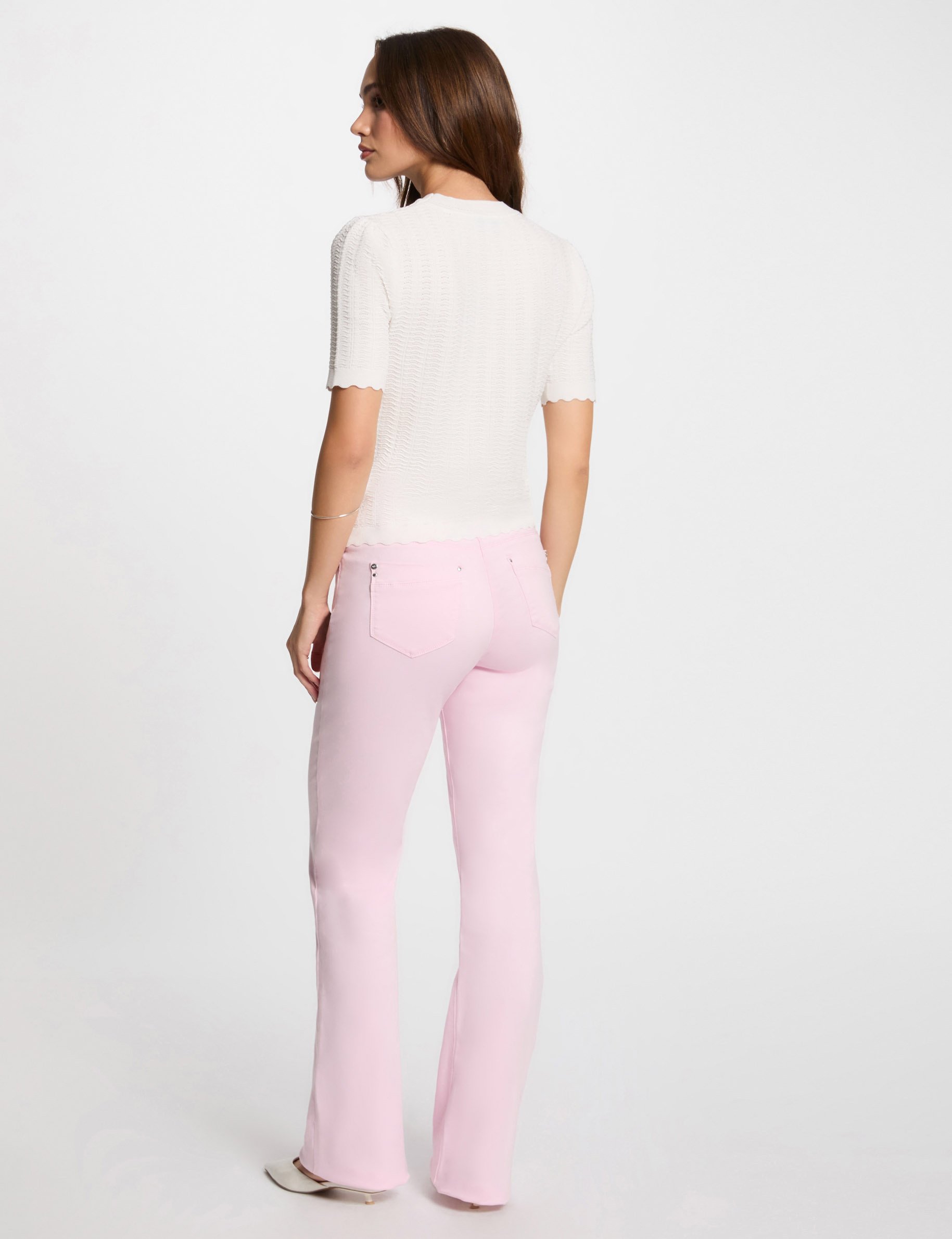 Buttoned bootcut trousers pastel pink women