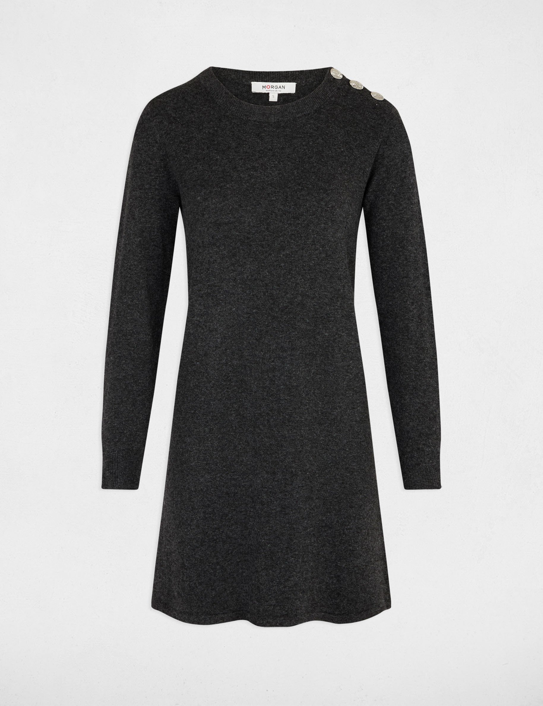 Mini straight knitted dress anthracite grey women