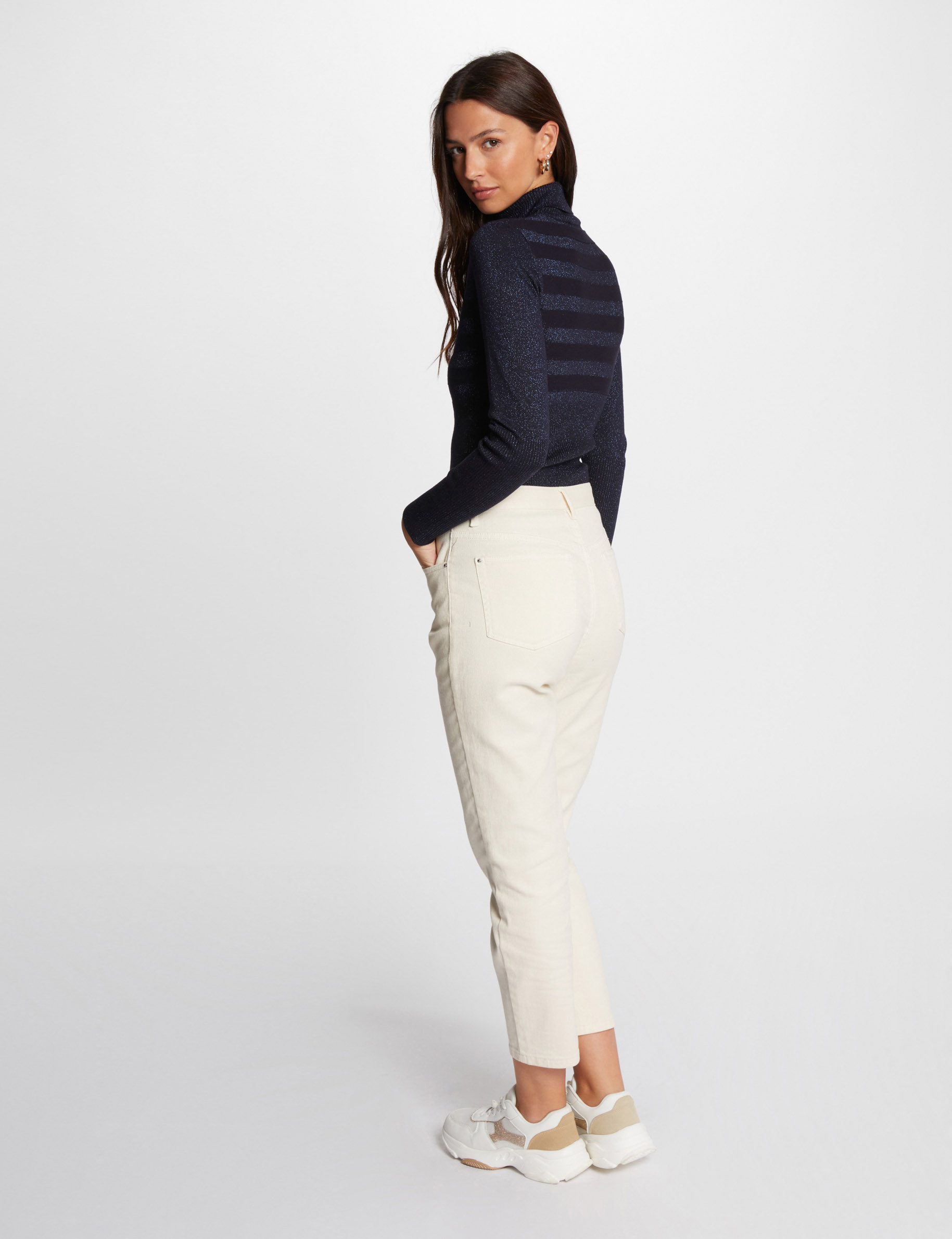 Long-sleeved jumper with turtleneck navy women