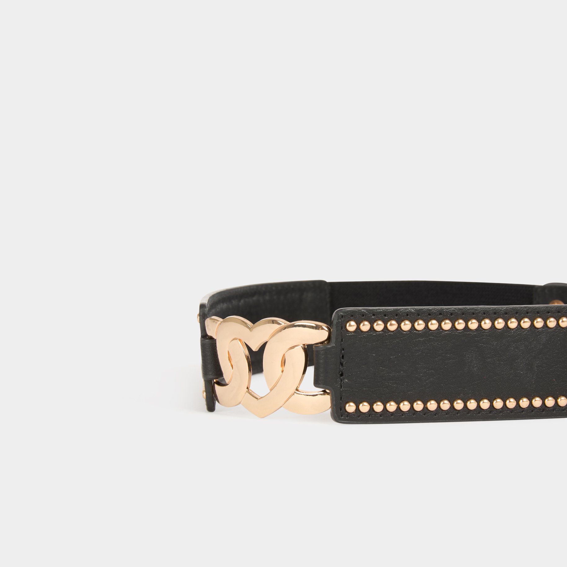 Elasticised belt with studs black women