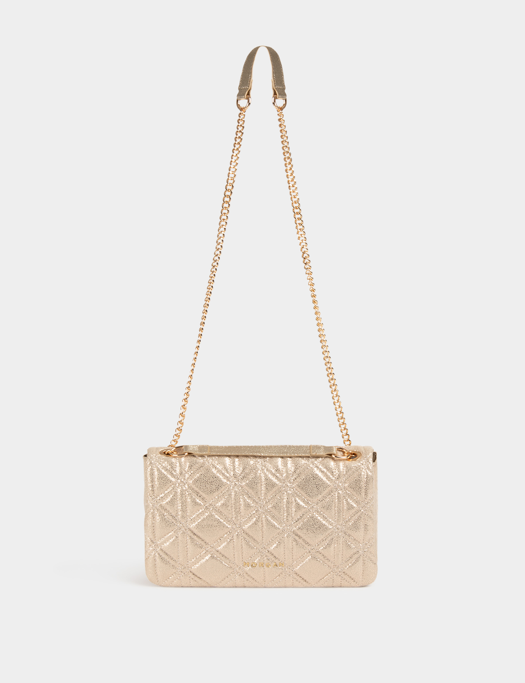 Metallised quilted bag gold ladies Morgan