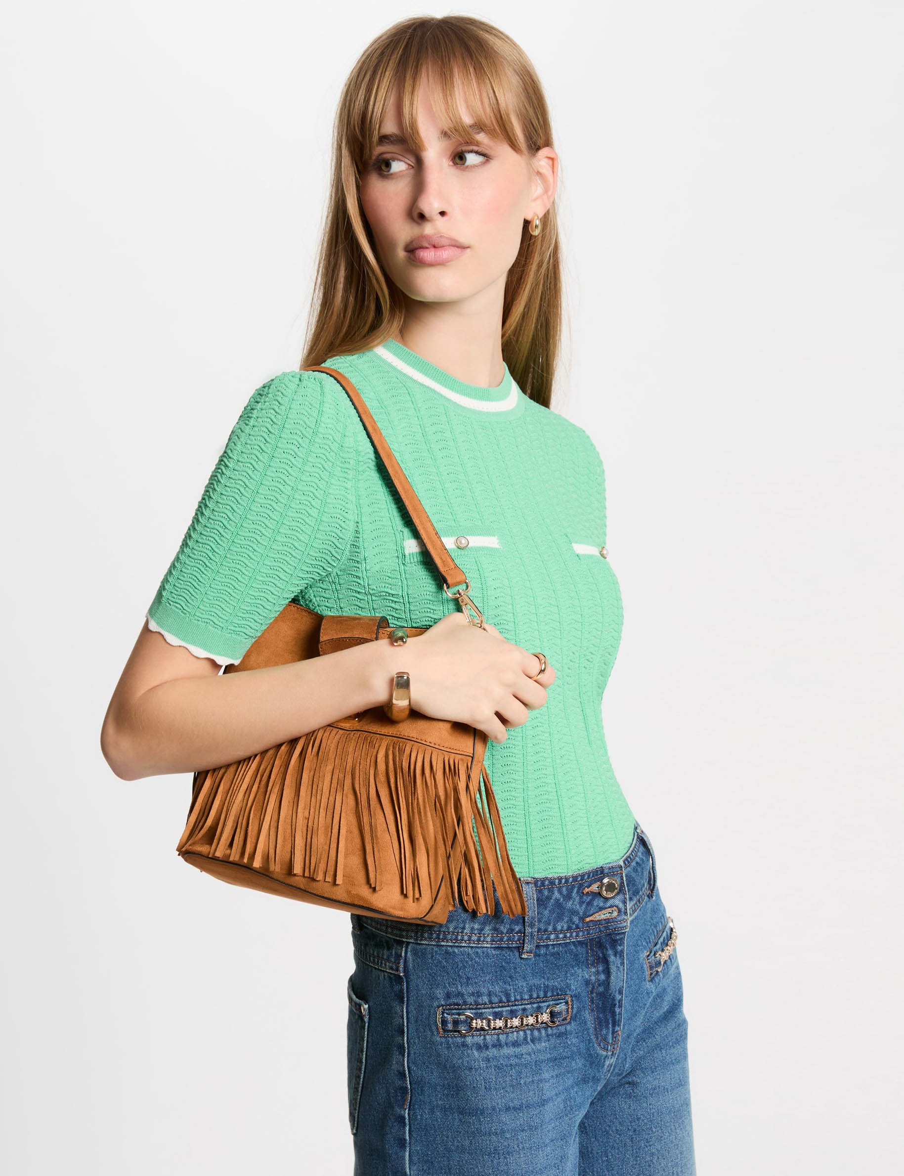 Short-sleeved jumper mint green women