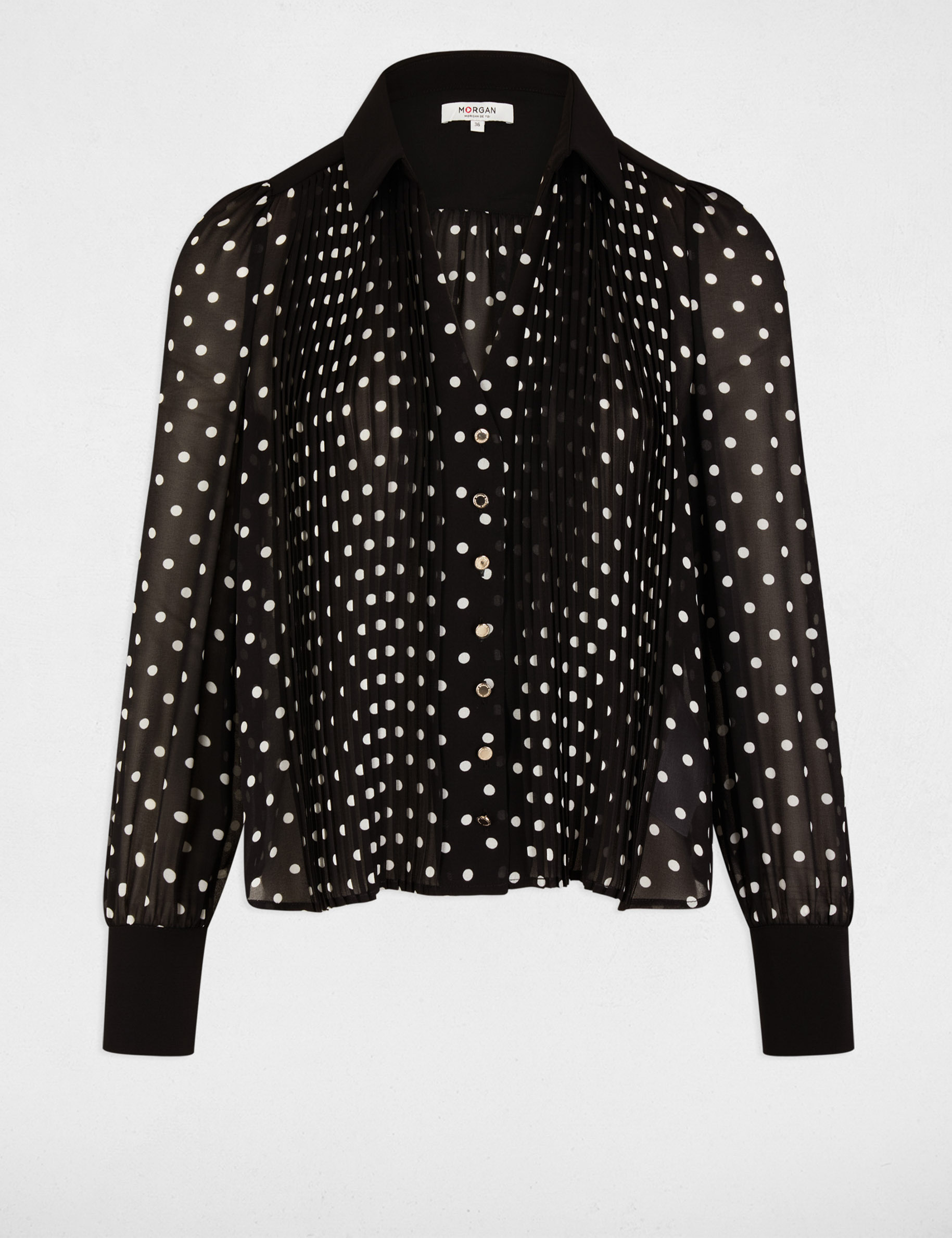 Long-sleeved printed shirt black women