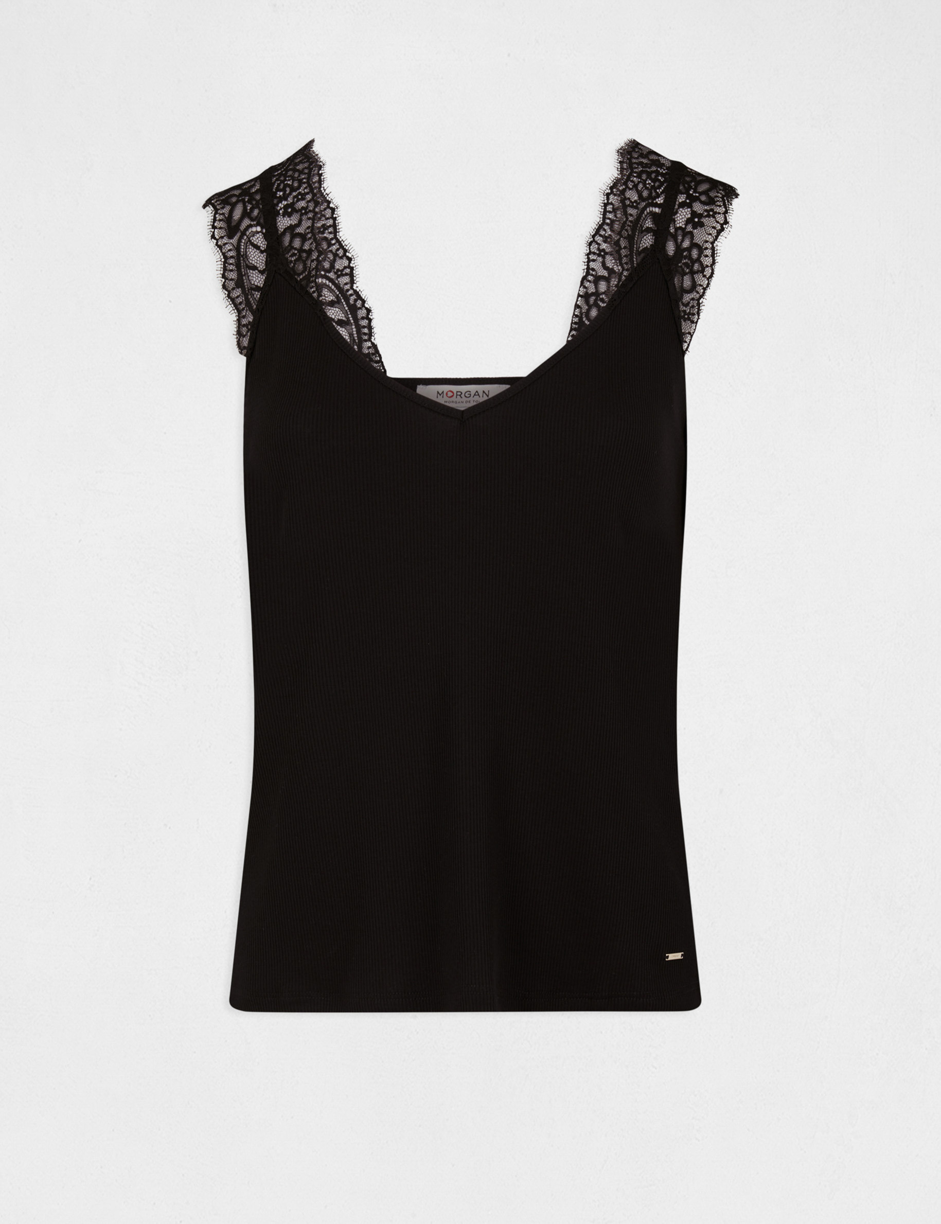 Vest top wide straps with lace black women