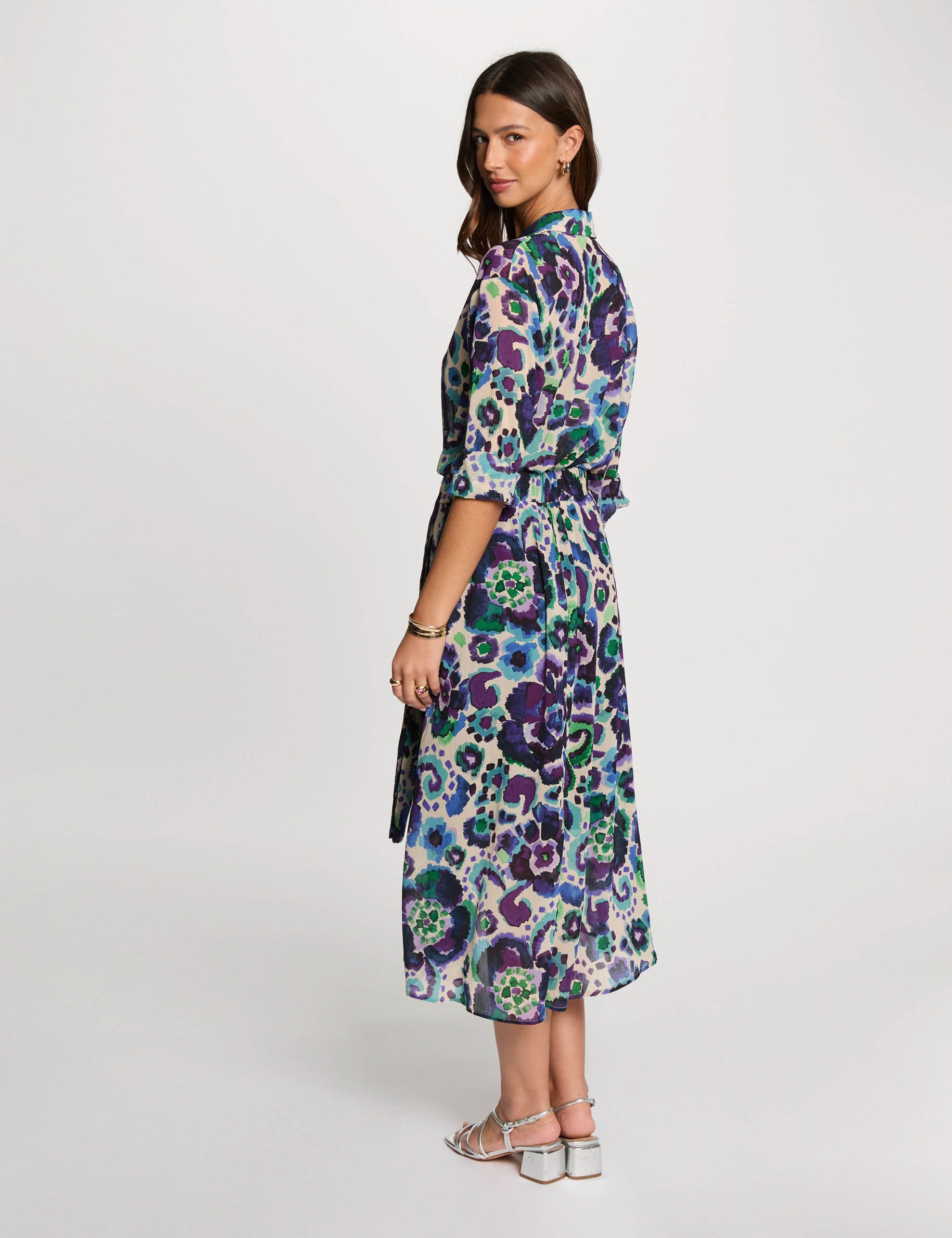 Printed straight midi dress multicolor women