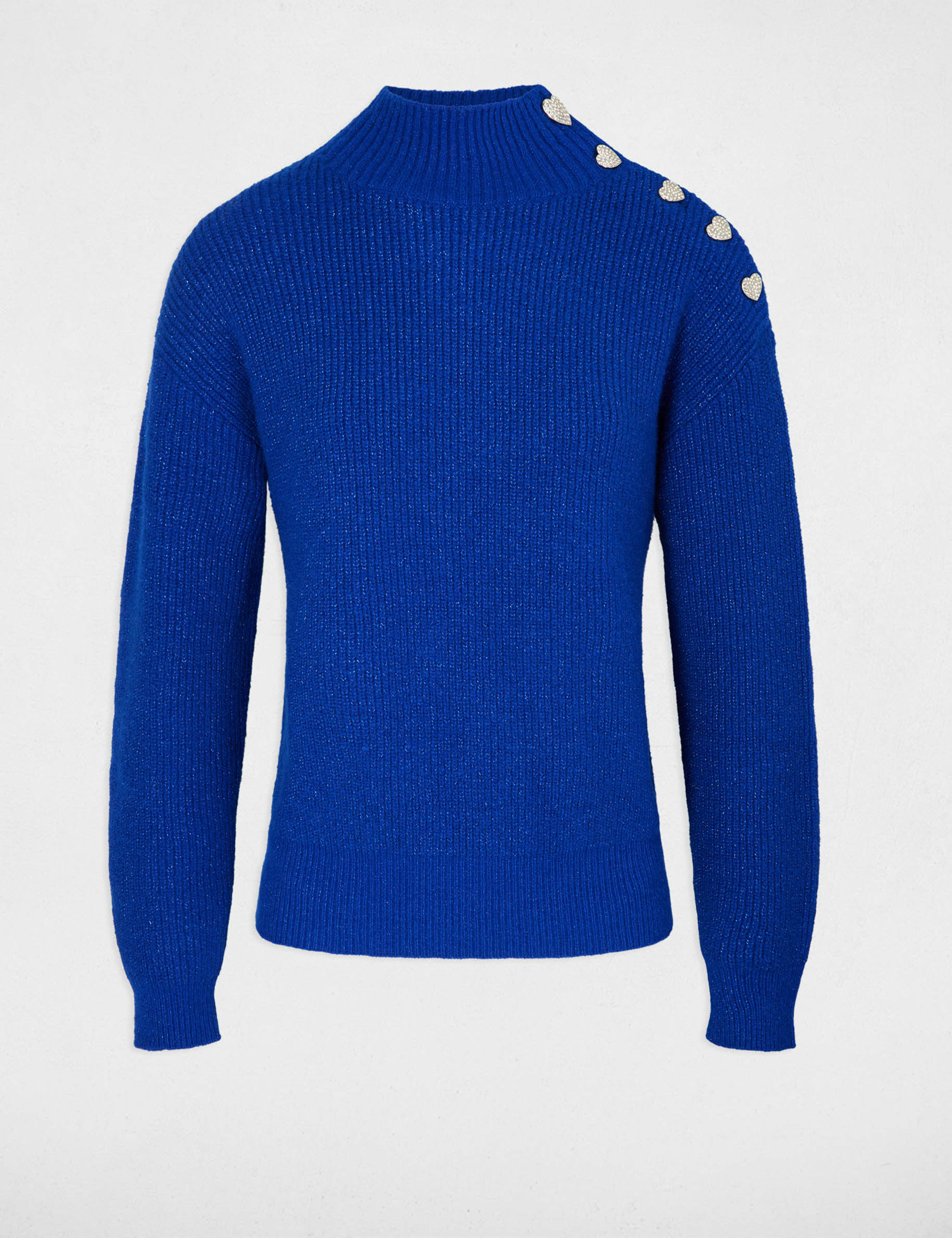 Long-sleeved jumper with buttons electric blue women