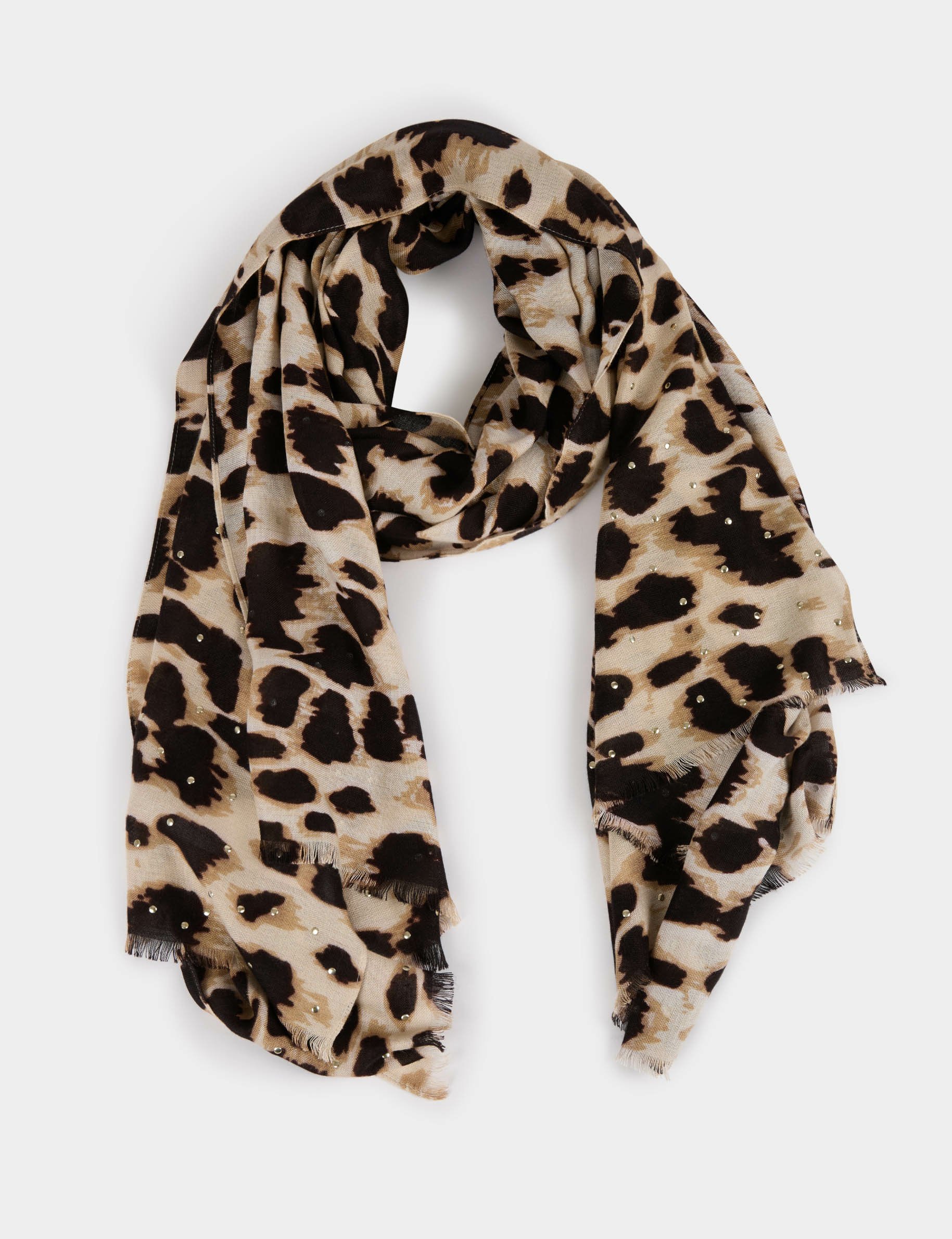 Scarf with leopard print multicolor women