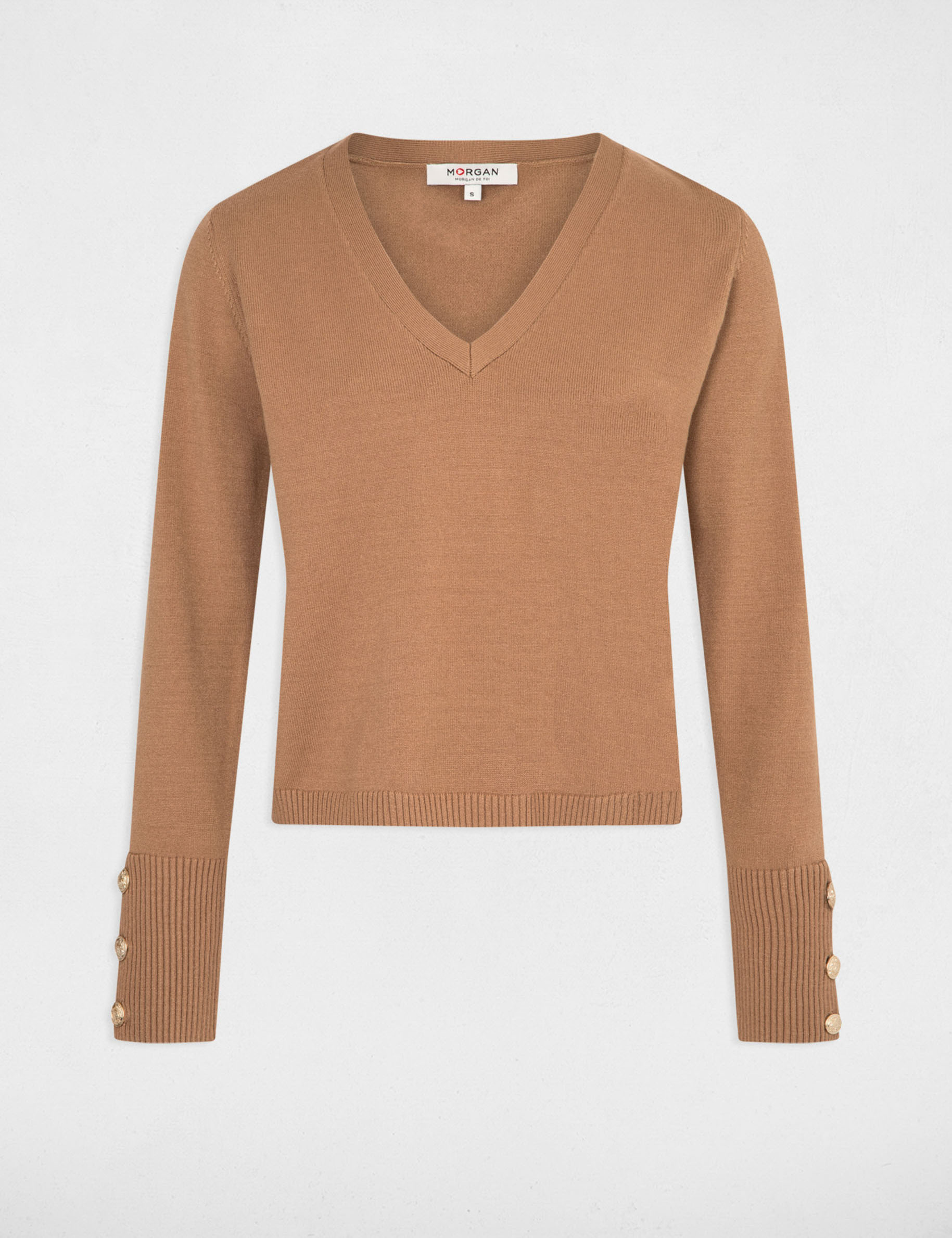 Camel v neck sweater women's hotsell